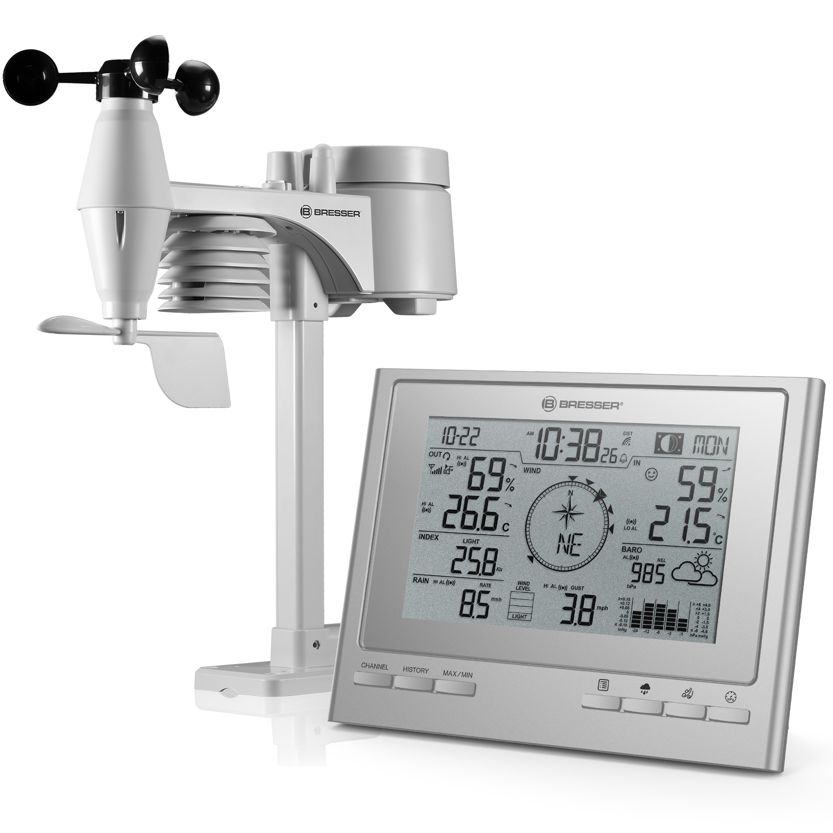 BRESSER 7-in-1 Exklusive ClimateScout Funk Wetterstation