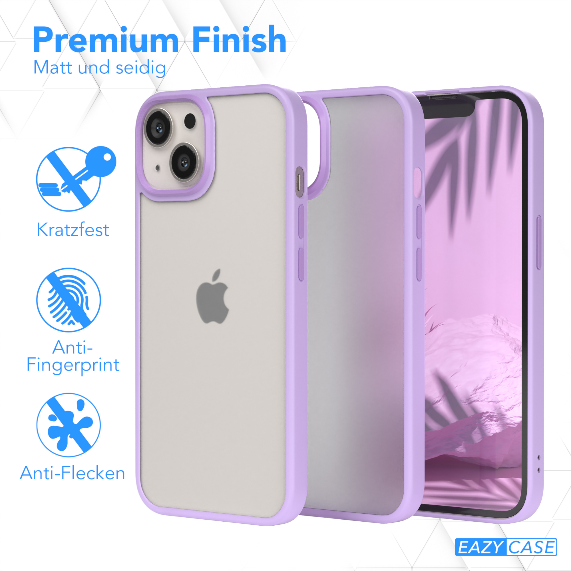 Lila Handyhülle mit iPhone, kratzfest, Anti-Fingerprint und Anti-Flecken.