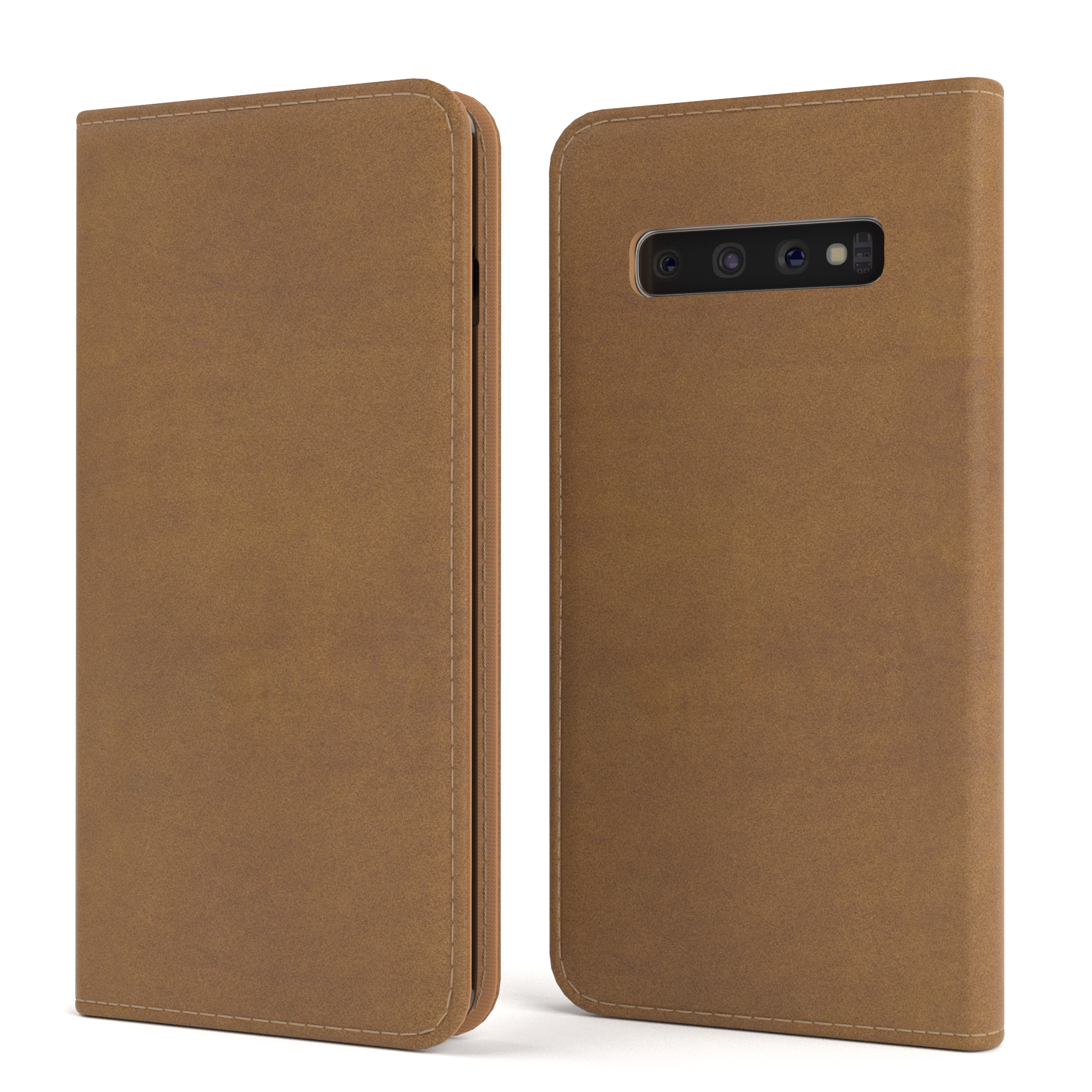 EAZY CASE Bookstyle Klapphülle Vintage Bookcover, Creme mit Kartenfach, Samsung, S10, Galaxy