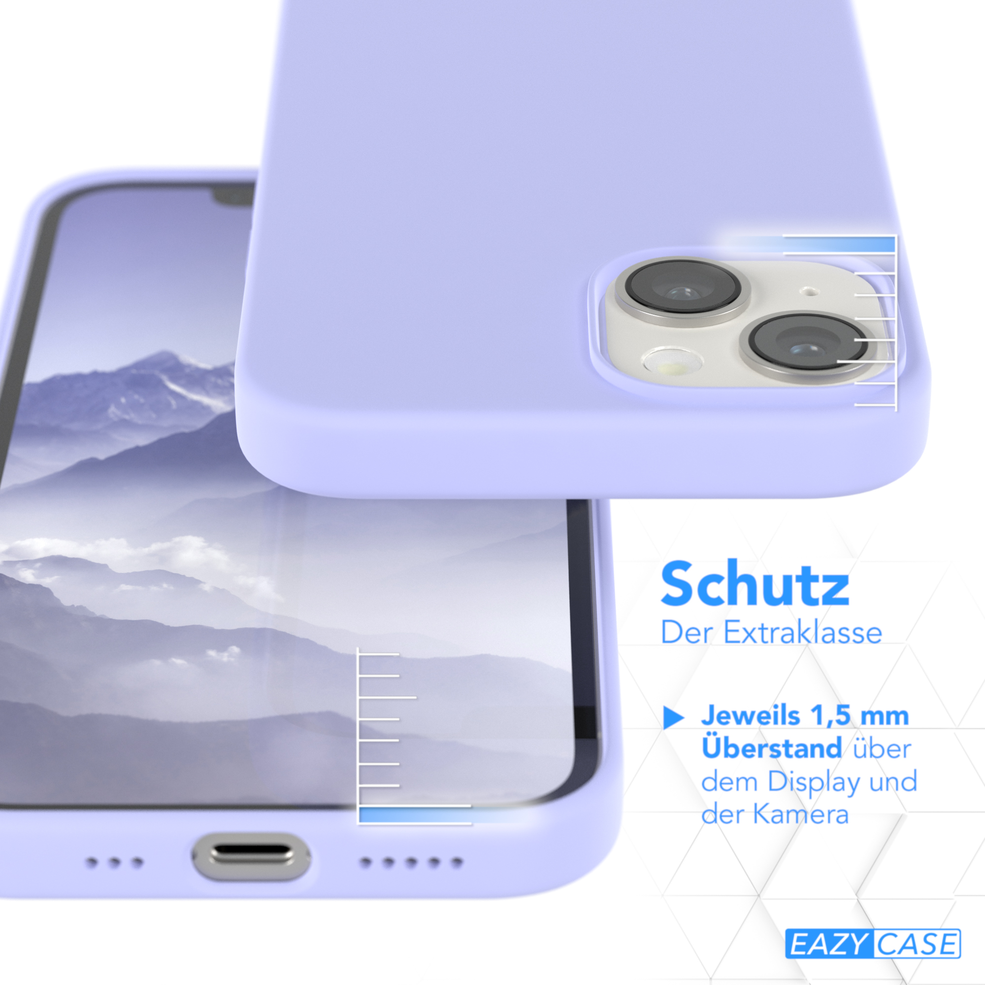 EAZY CASE Premium Silikon / iPhone Apple, Violett MagSafe, mit Lavendel Lila Backcover, Handycase 14