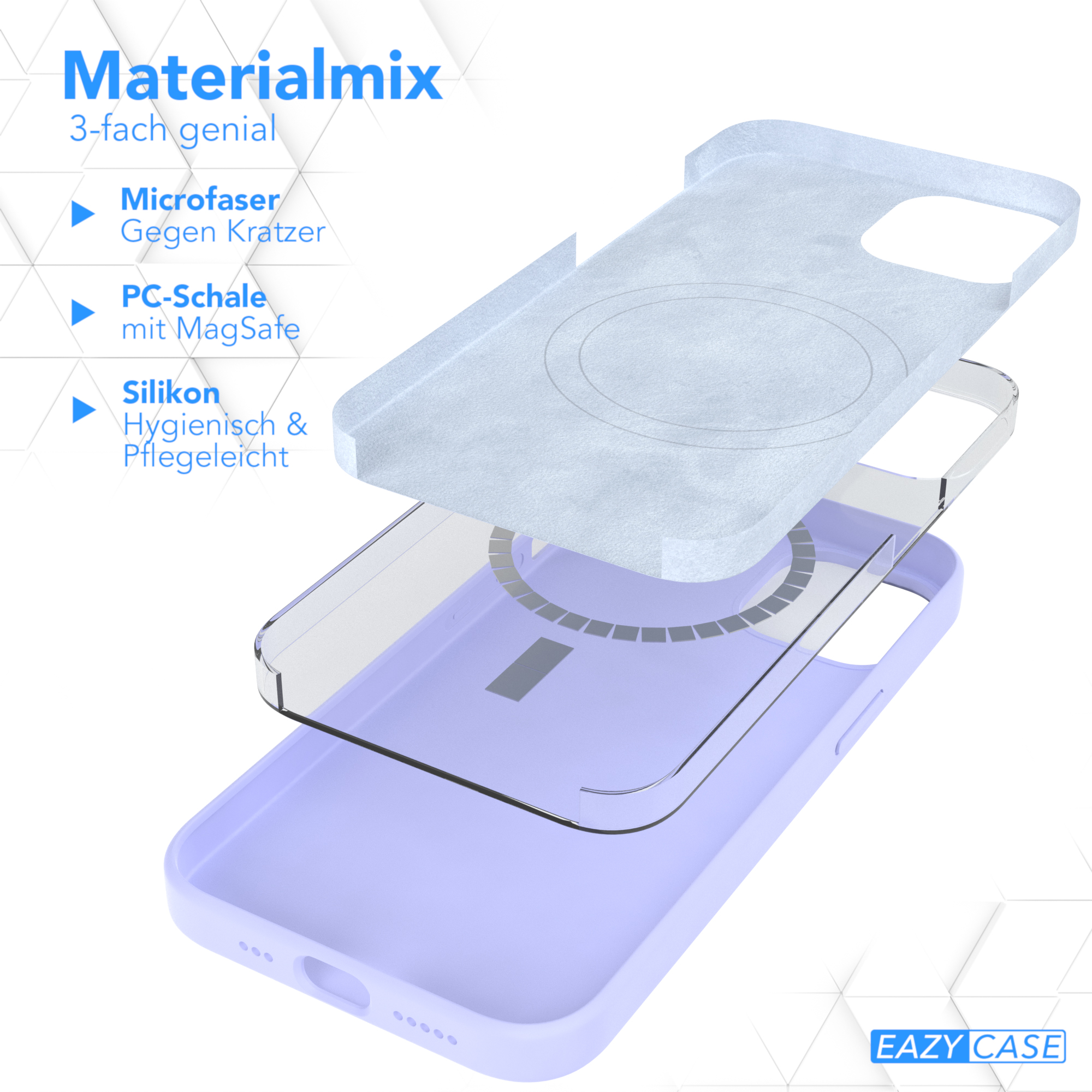 Backcover, mit Lila iPhone Apple, Violett 14, EAZY Silikon MagSafe, Premium Lavendel / Handycase CASE