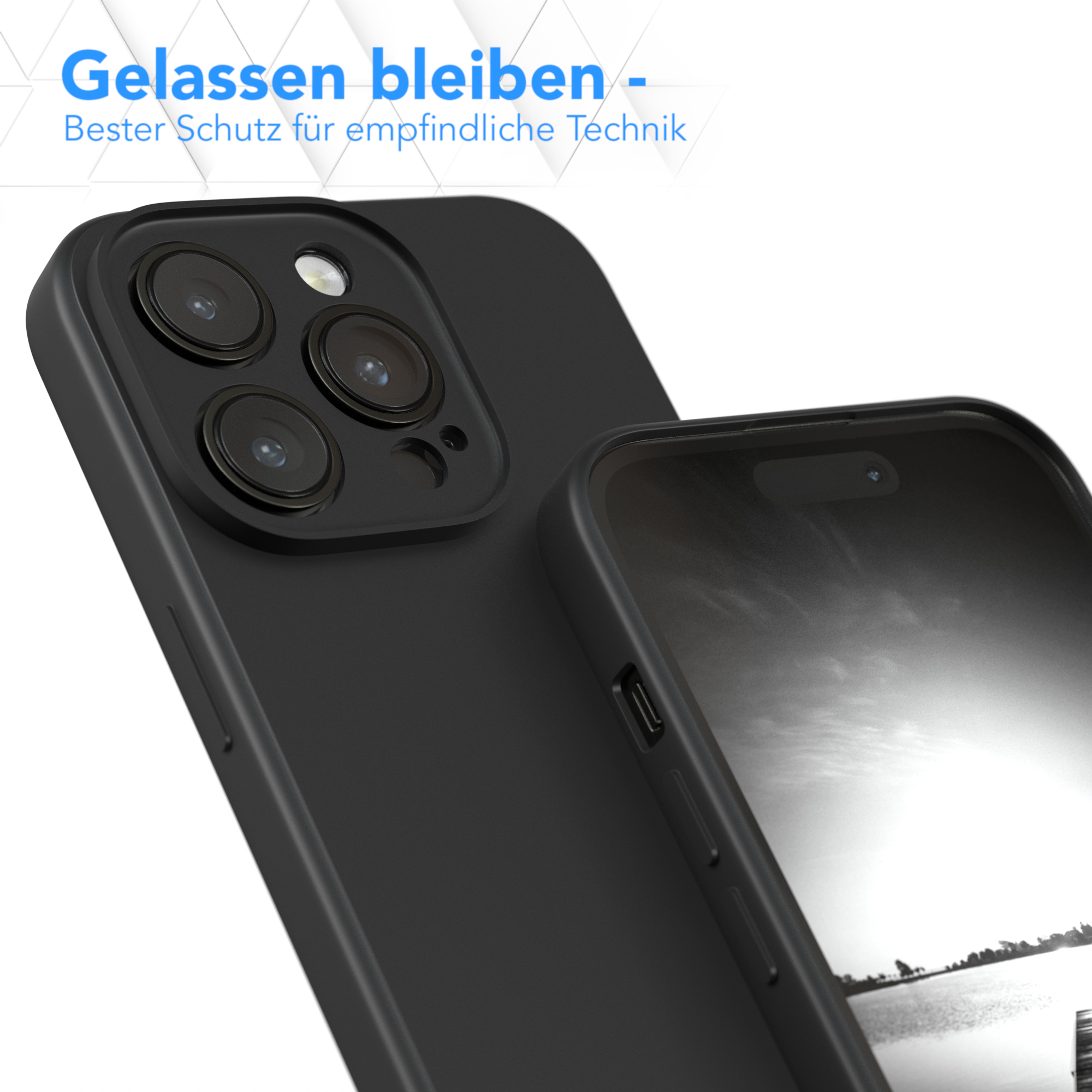 iPhone Silikon Schwarz CASE EAZY Backcover, 14 Pro, Matt, Apple, TPU Handycase