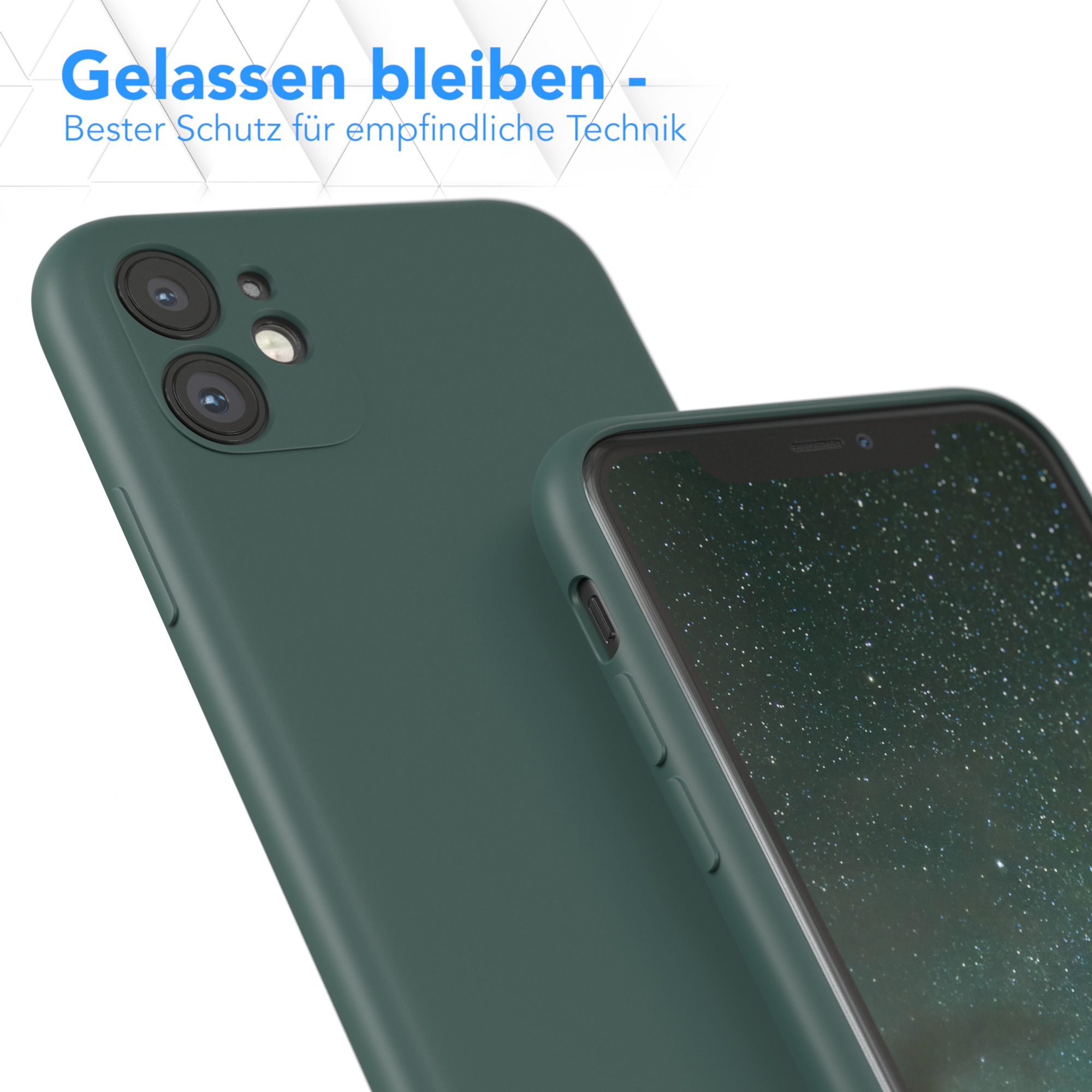 EAZY CASE TPU Silikon Matt, 11, iPhone Handycase Backcover, Grün Apple, Nachtgrün 