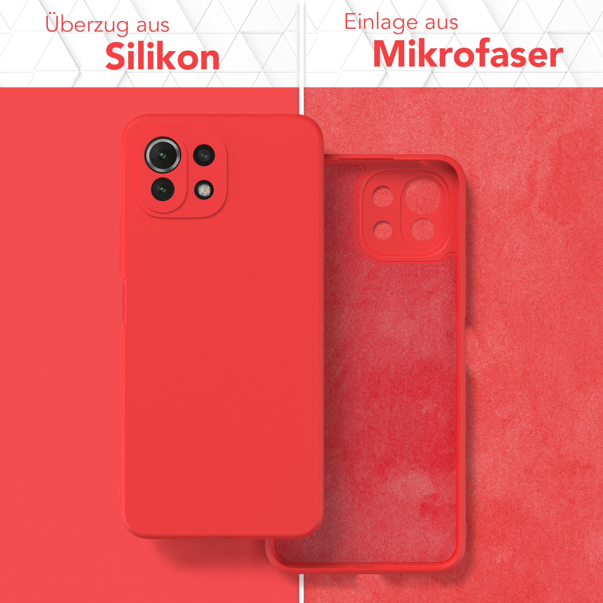 EAZY CASE Rot Silikon TPU / 5G 11 NE, 11 Matt, Handycase Xiaomi, / 5G Lite Backcover, Mi Lite