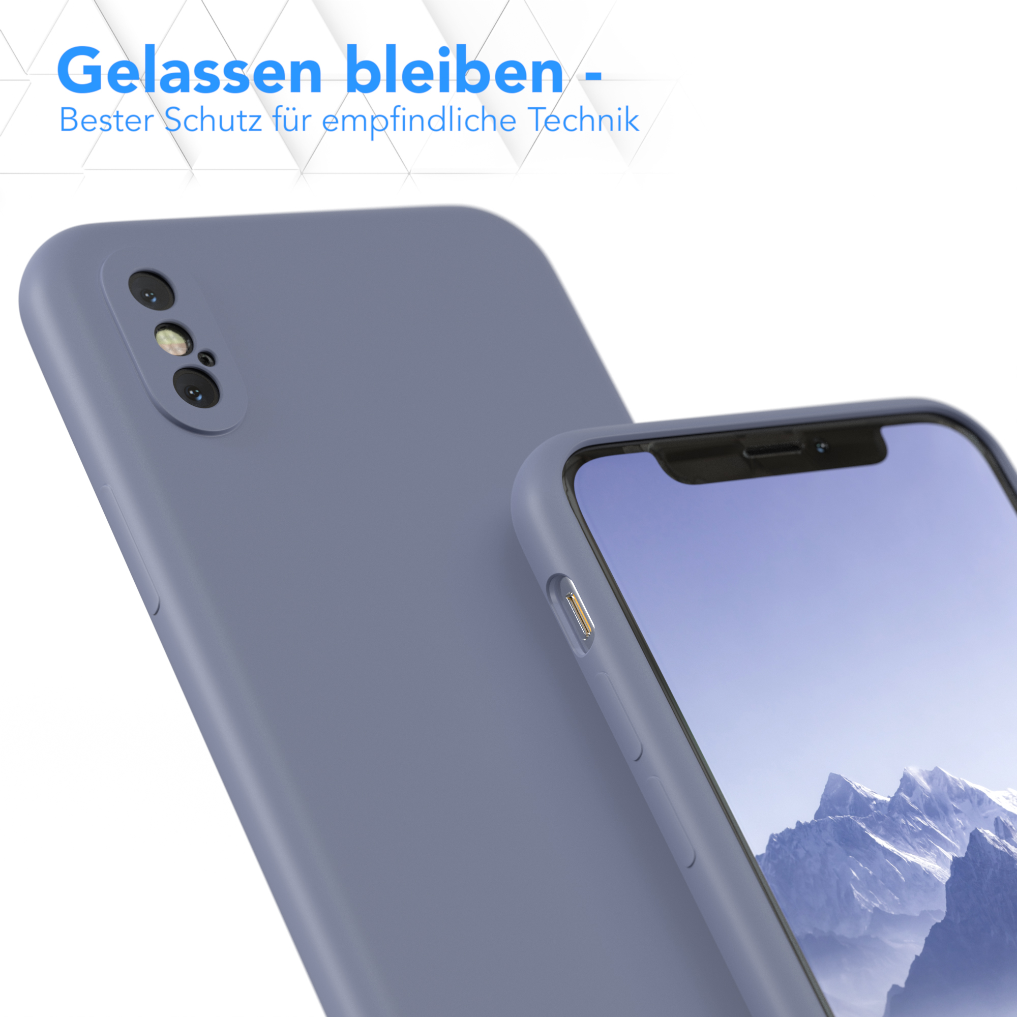 Zwei Telefone in Hüllen, eines mit sichtbarem Bildschirm.