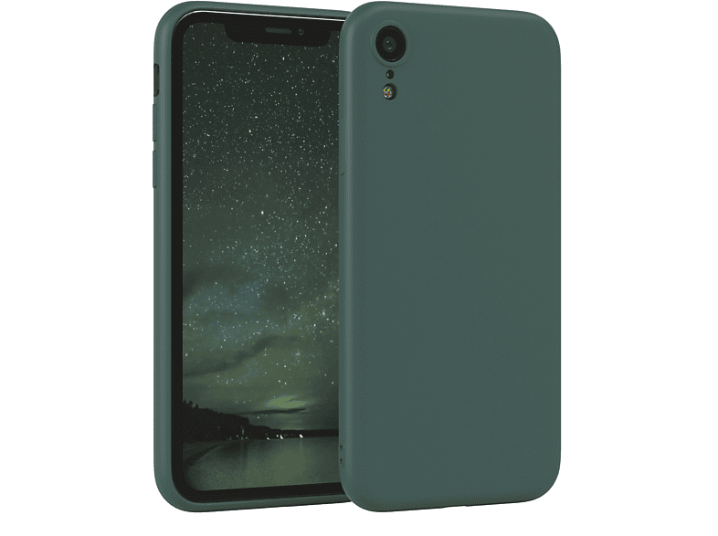 EAZY CASE TPU Silikon Handycase Matt, Backcover, Apple, iPhone XR, Grün / Nachtgrün