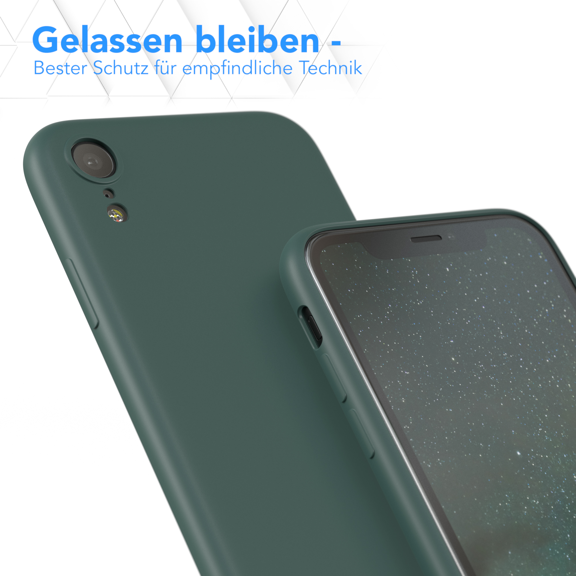 EAZY CASE TPU Silikon Grün Handycase Nachtgrün iPhone Matt, Apple, XR, Backcover, 