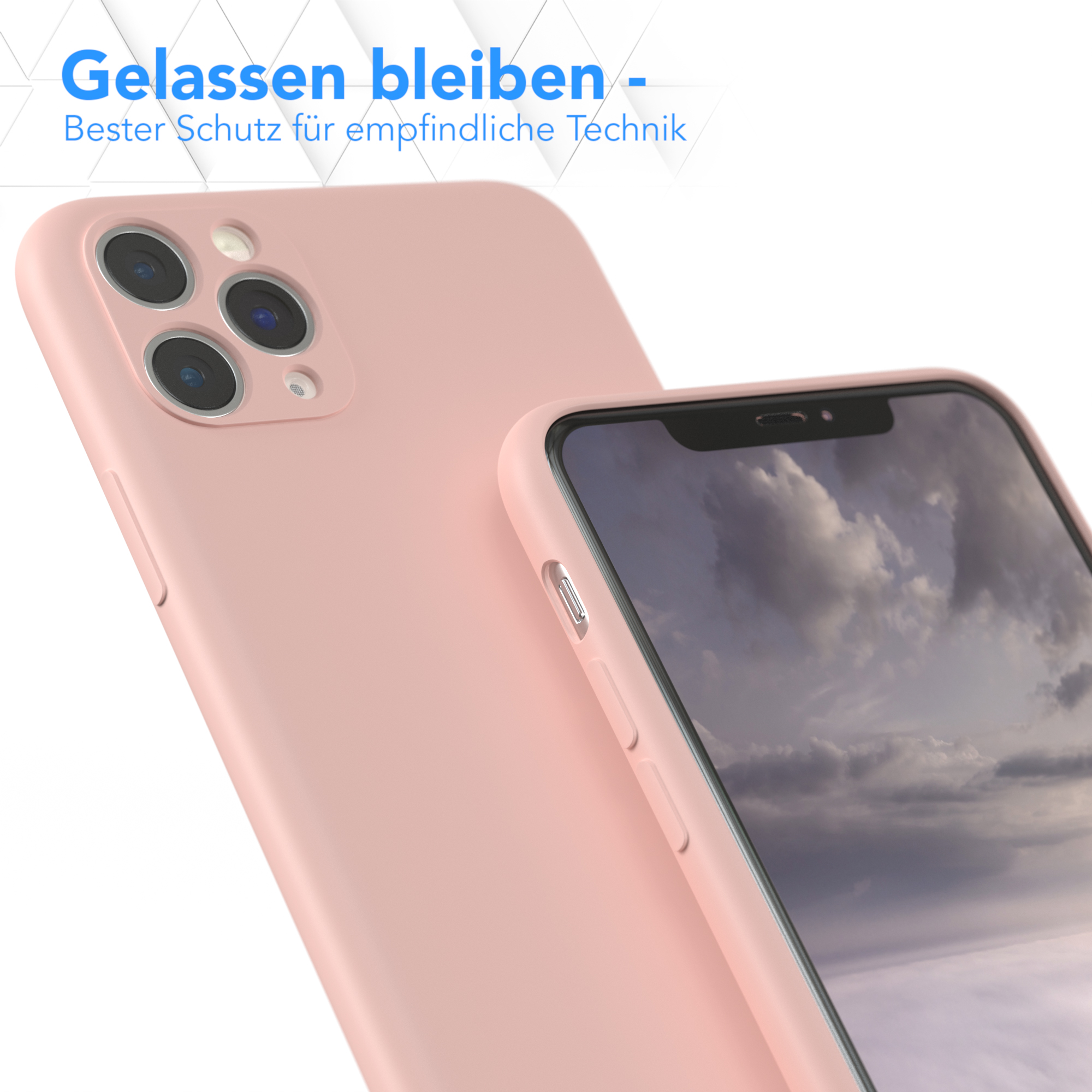 Rosa Handyhülle mit einem Telefon darin. Nahaufnahme.
