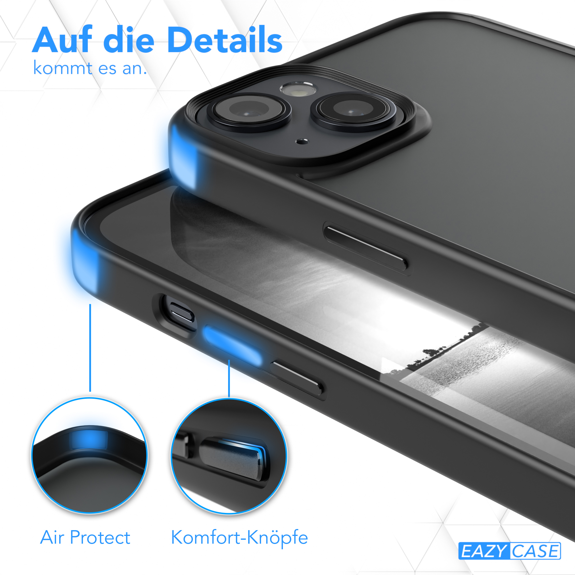 Zwei Handyhüllen, die Details des Designs zeigen.