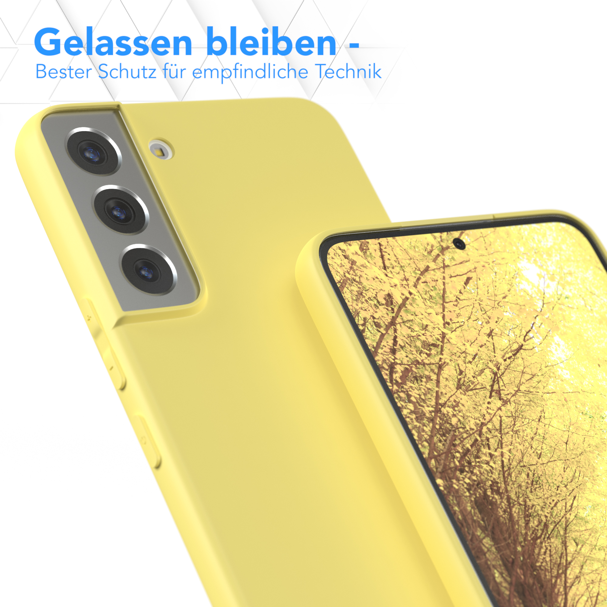 Samsung, EAZY TPU Gelb Galaxy S22 Backcover, 5G, Handycase CASE Matt, Silikon Plus