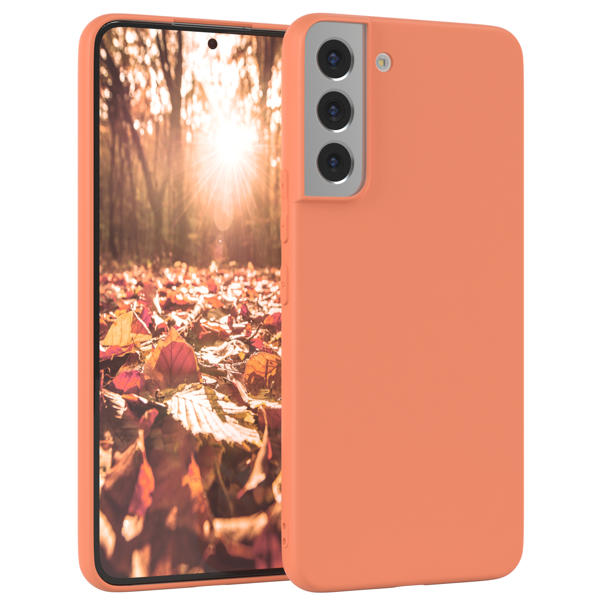 TPU Orange Matt, 5G, Galaxy Backcover, CASE Samsung, Silikon S22 Handycase EAZY Plus