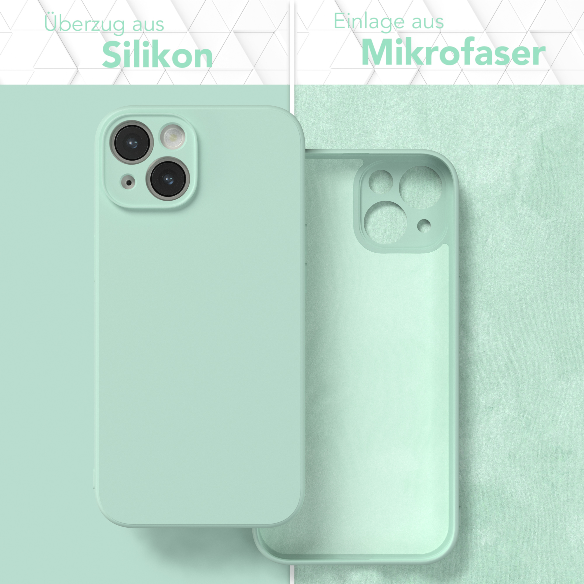Silikon TPU iPhone CASE 14, EAZY Apple, Matt, Backcover, Mint Grün Handycase