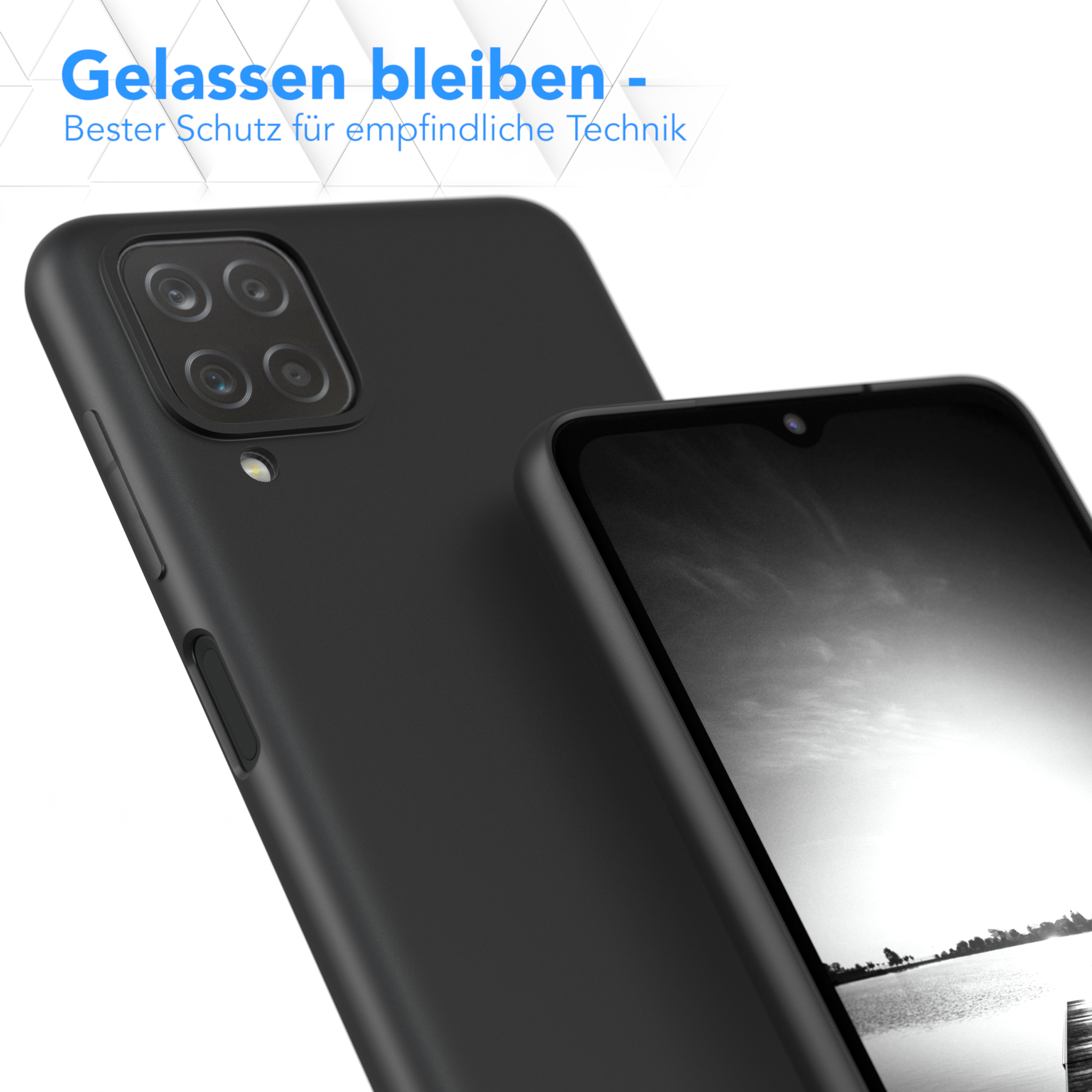 Galaxy TPU Silikon CASE Schwarz EAZY Backcover, A12, Matt, Handycase Samsung,