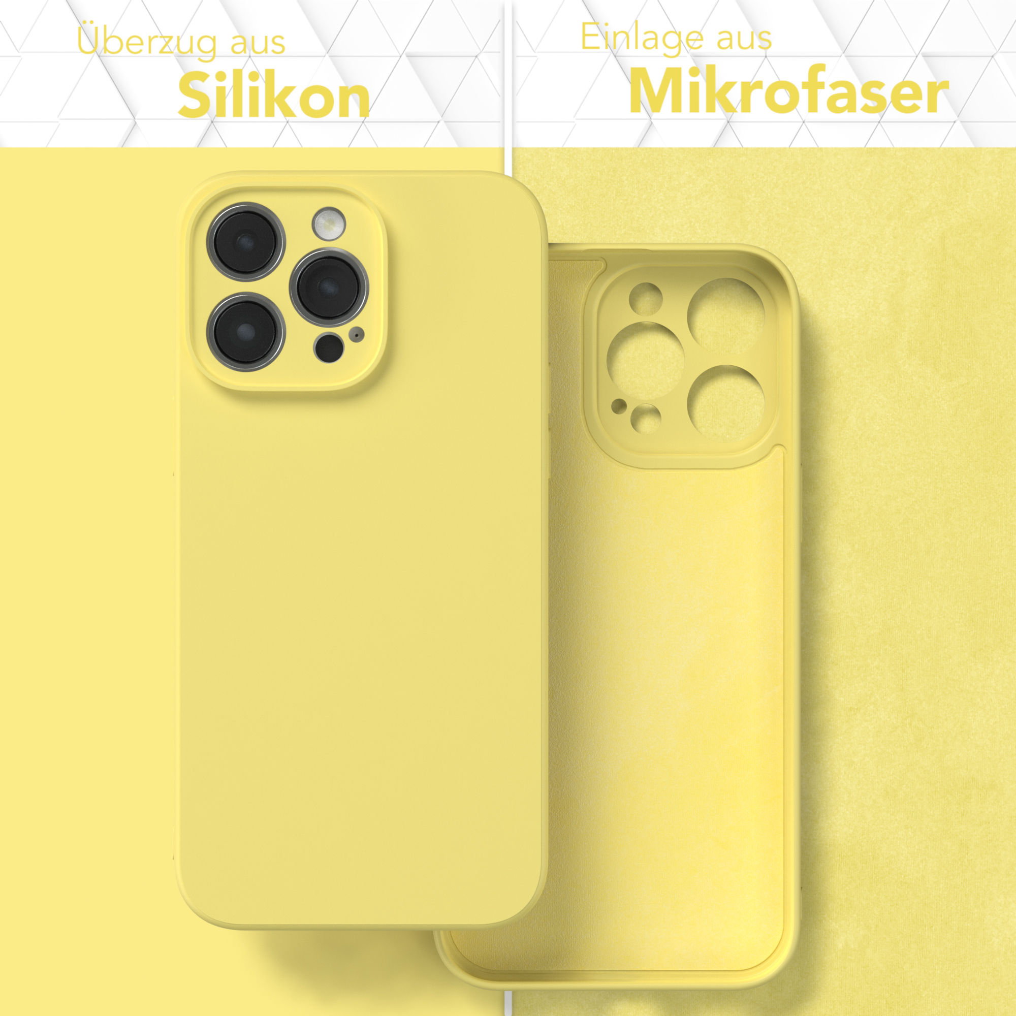 EAZY CASE TPU Silikon Handycase 14 Backcover, Pro Max, Gelb Apple, Matt, iPhone