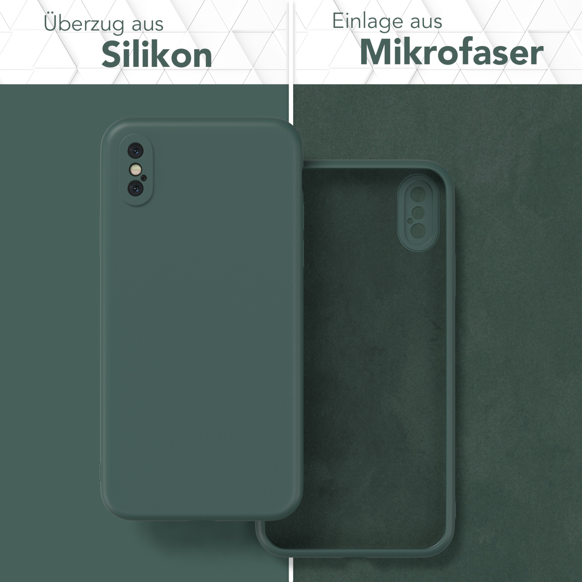Backcover, iPhone / Max, Apple, Silikon CASE XS Grün Matt, TPU Handycase Nachtgrün EAZY
