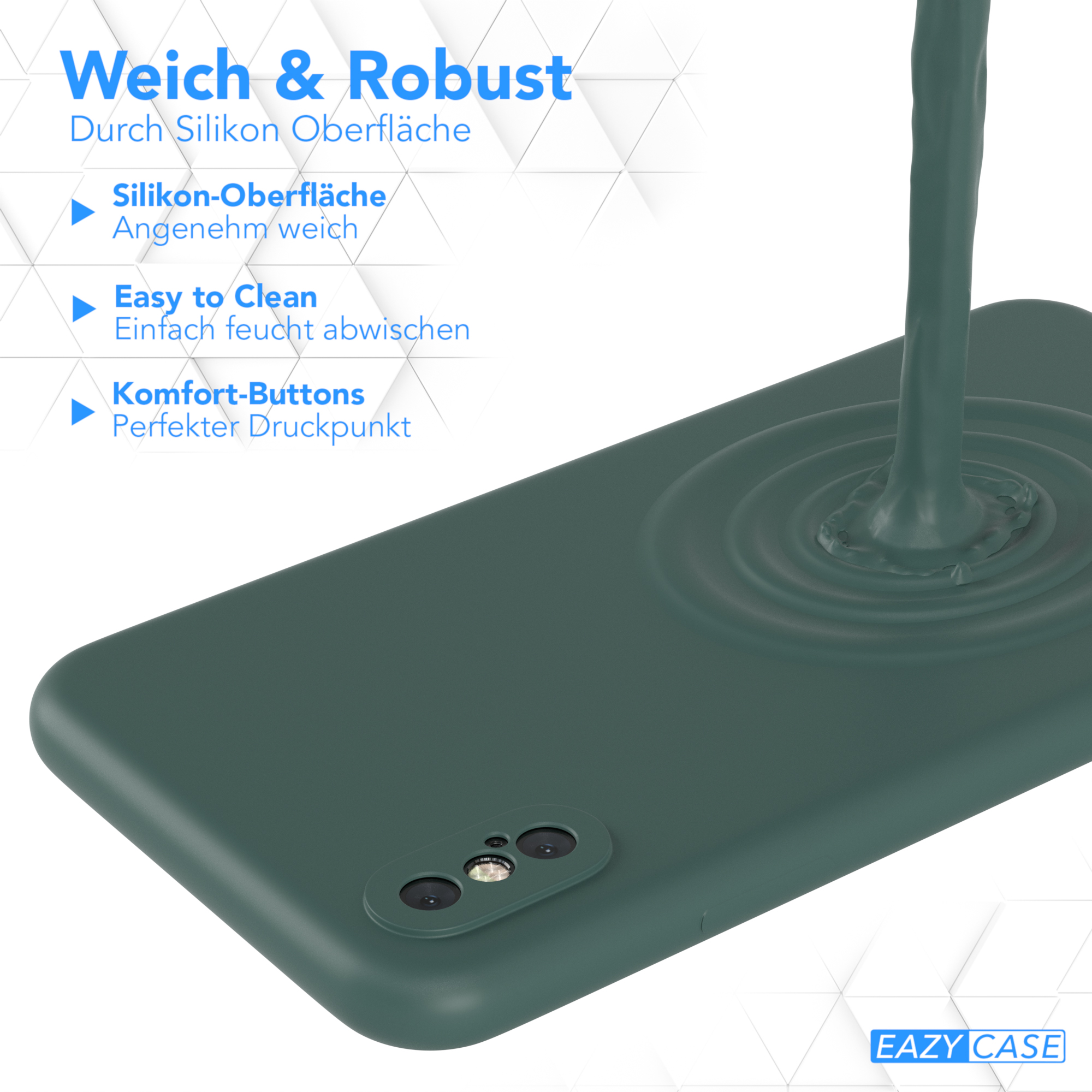 Eine Telefonhülle wird gefüllt, mit Text auf Deutsch.