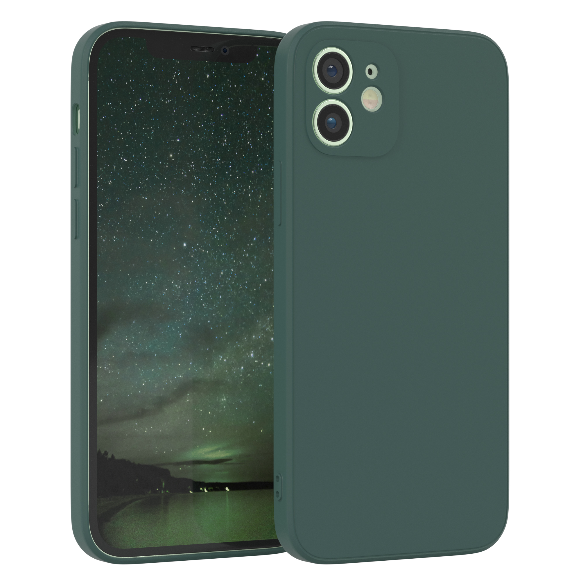 TPU CASE EAZY Grün Handycase / iPhone Apple, 12, Nachtgrün Backcover, Silikon Matt,