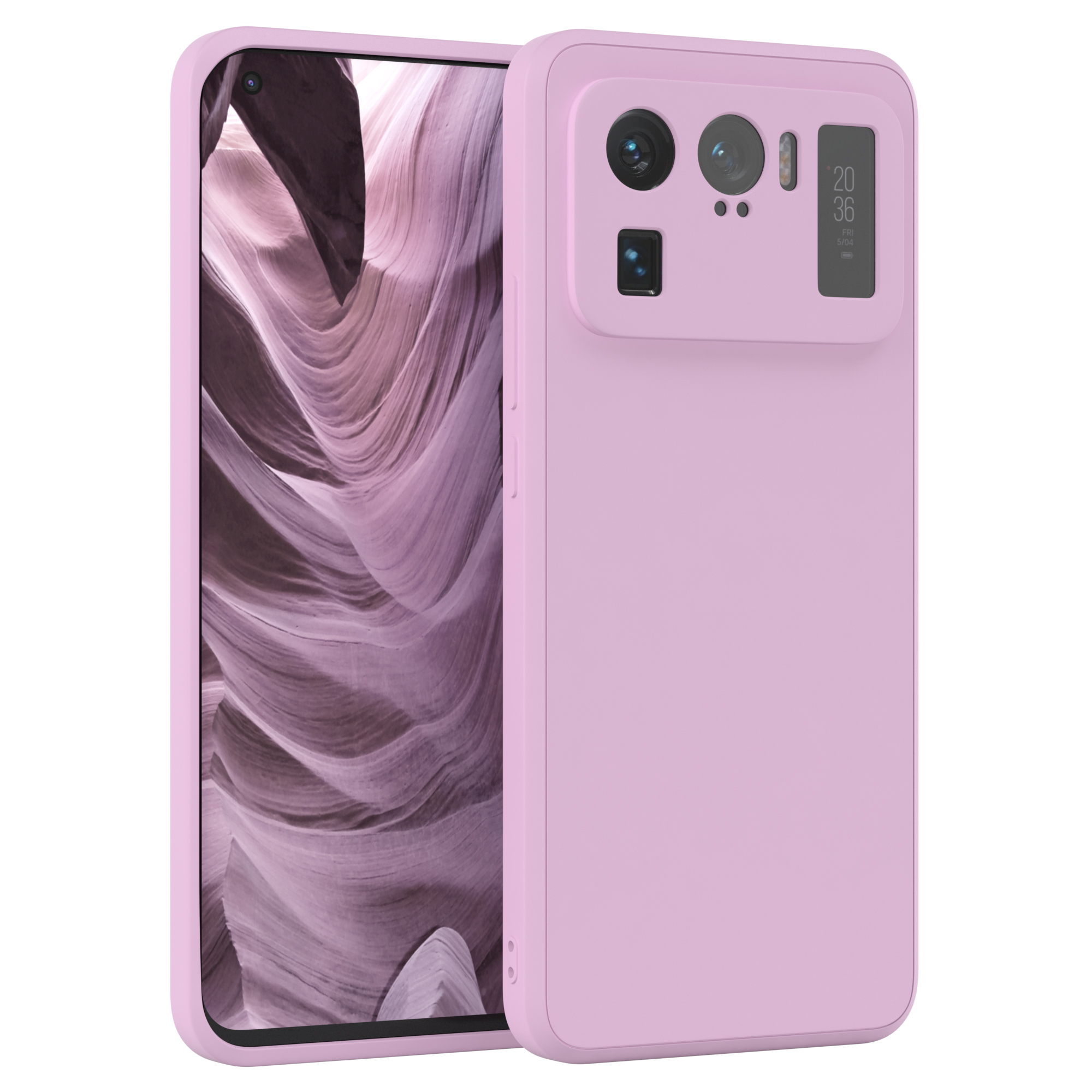 Rosa Telefon mit Hülle, zeigt Canyon-Landschaft als Hintergrund.