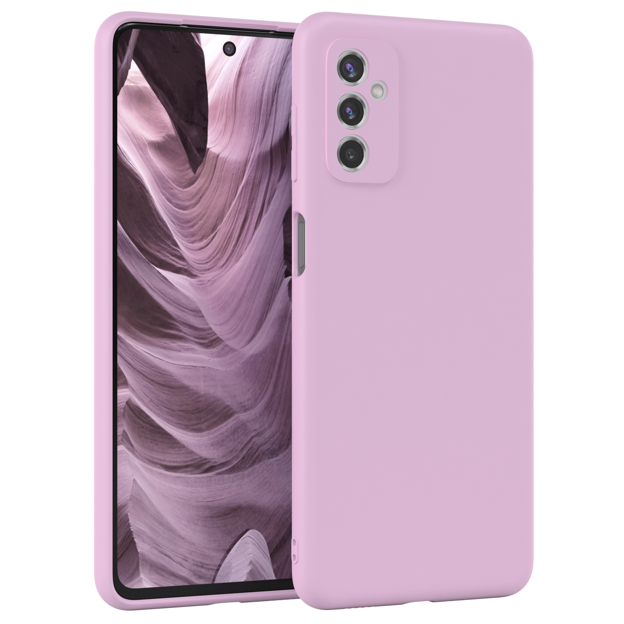 Rosa Handyhülle, Telefon zeigt orangefarbene Canyonansicht.