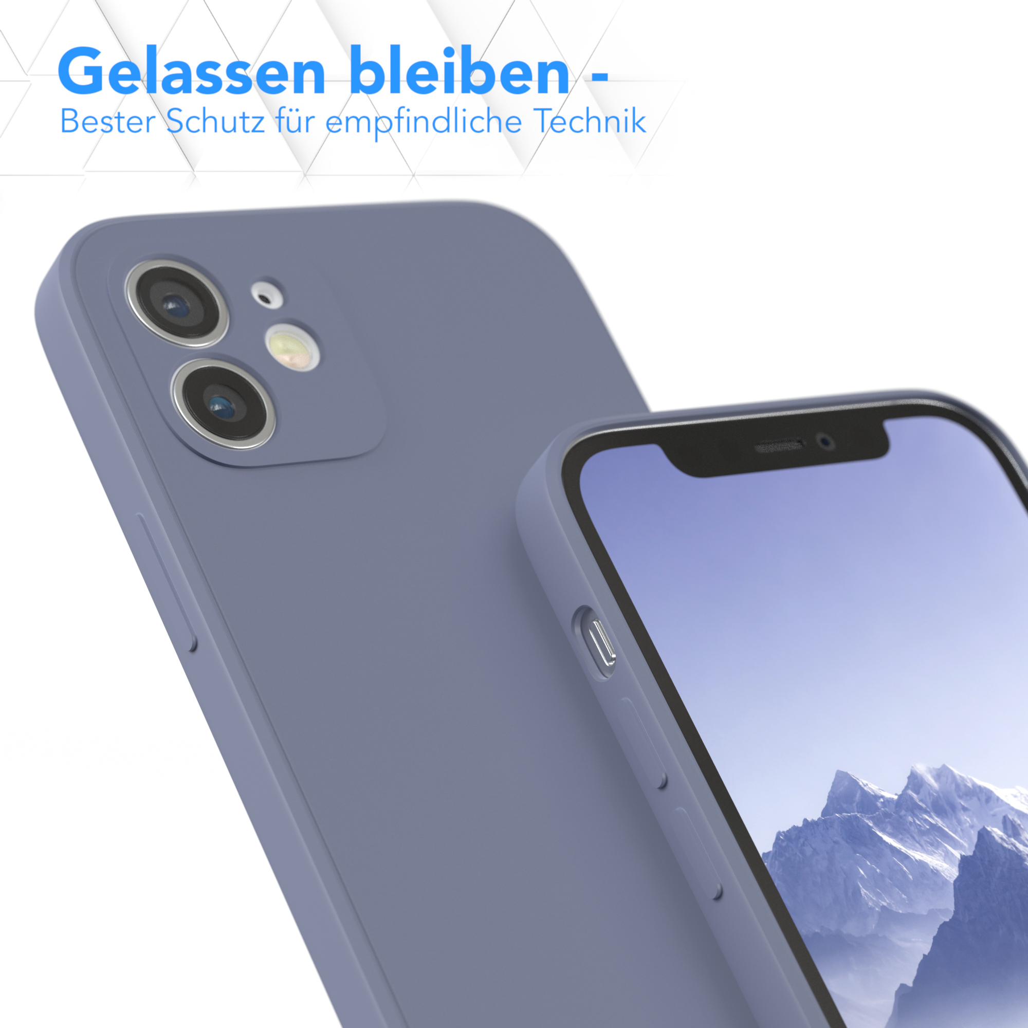 Nahaufnahme einer blauen Handyhülle mit einem Telefon darin.