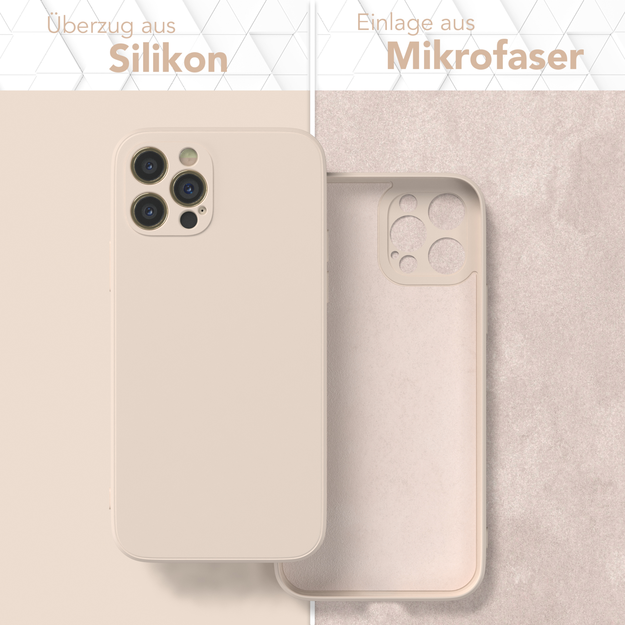 Eine zweigeteilte Handyhülle mit Silikon- und Mikrofaserteilen.