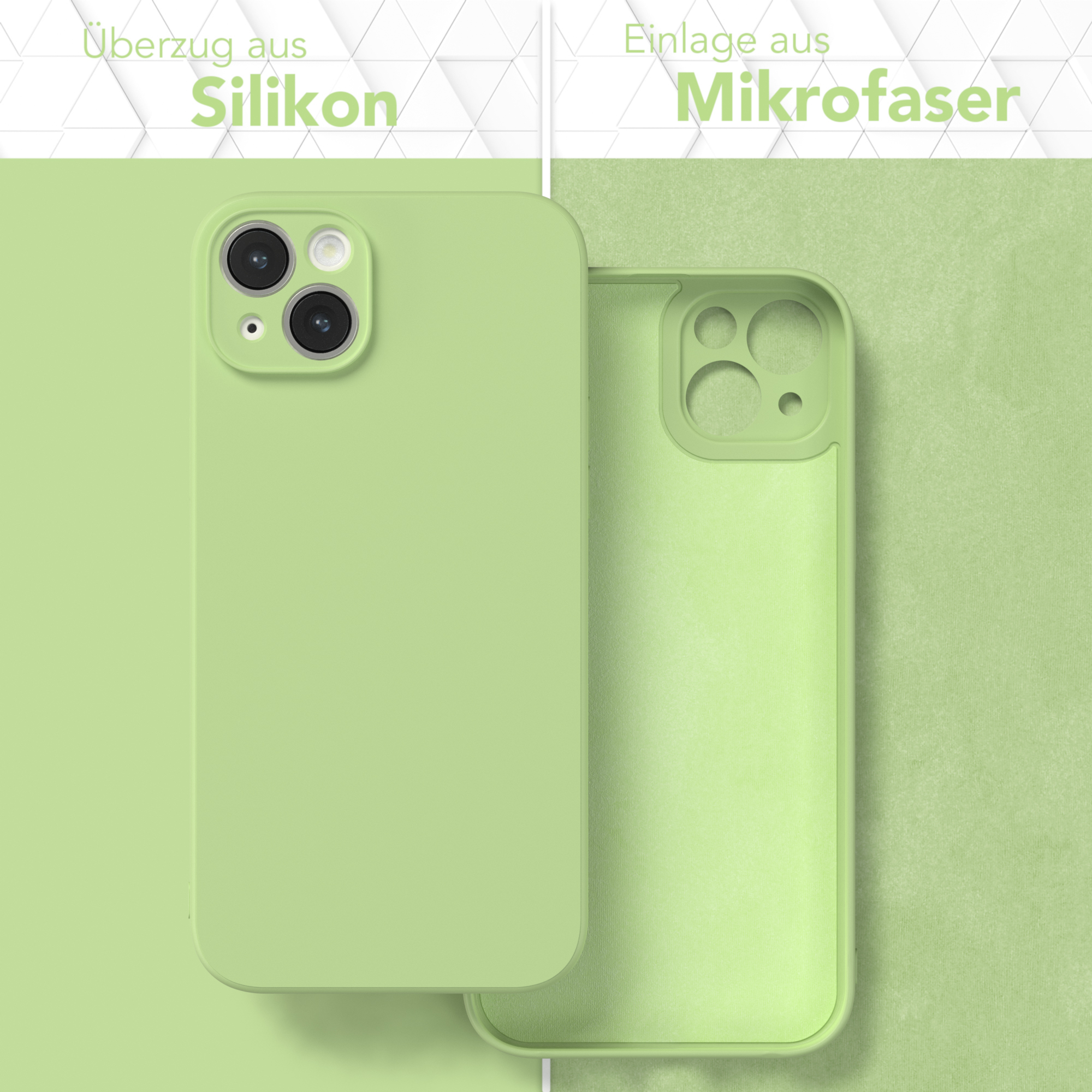 EAZY CASE TPU Silikon Handycase Apple, Matt, 14 iPhone Plus, Grün Backcover