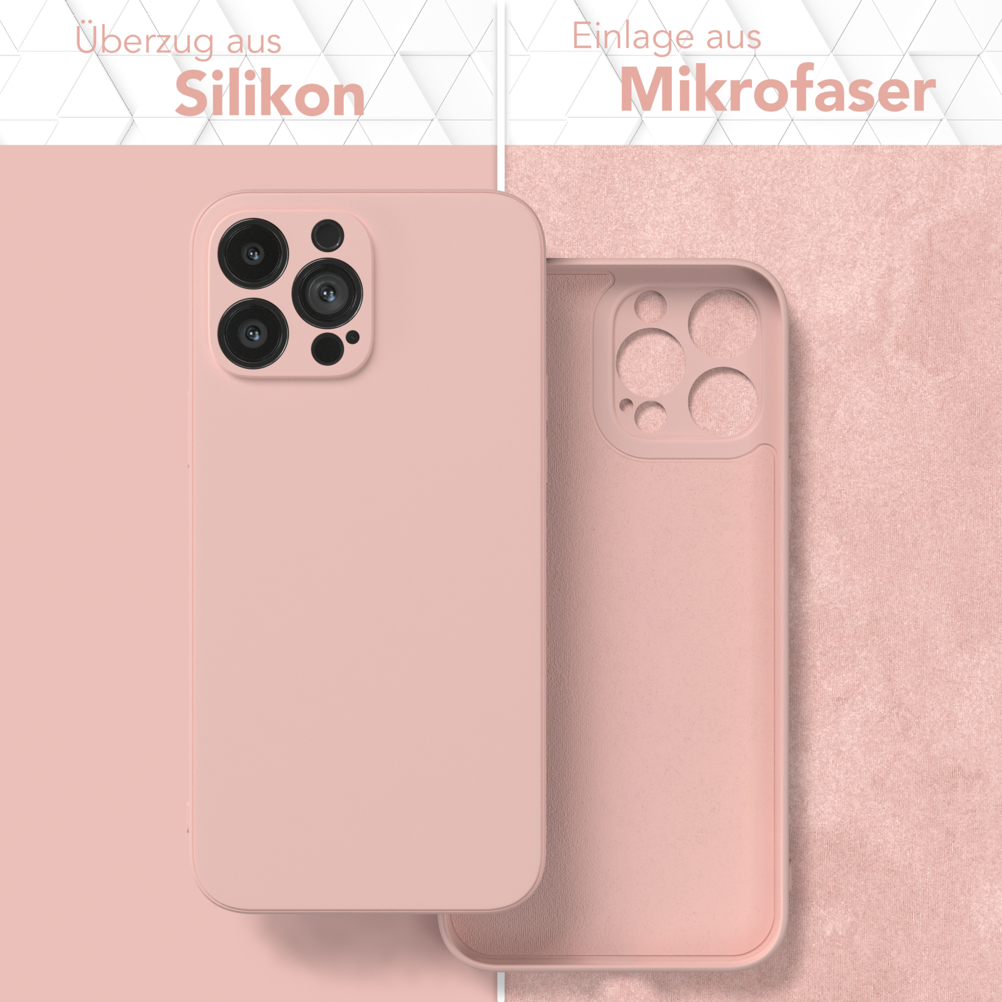 Eine zweigeteilte Handyhülle mit Silikon- und Mikrofaserteilen.