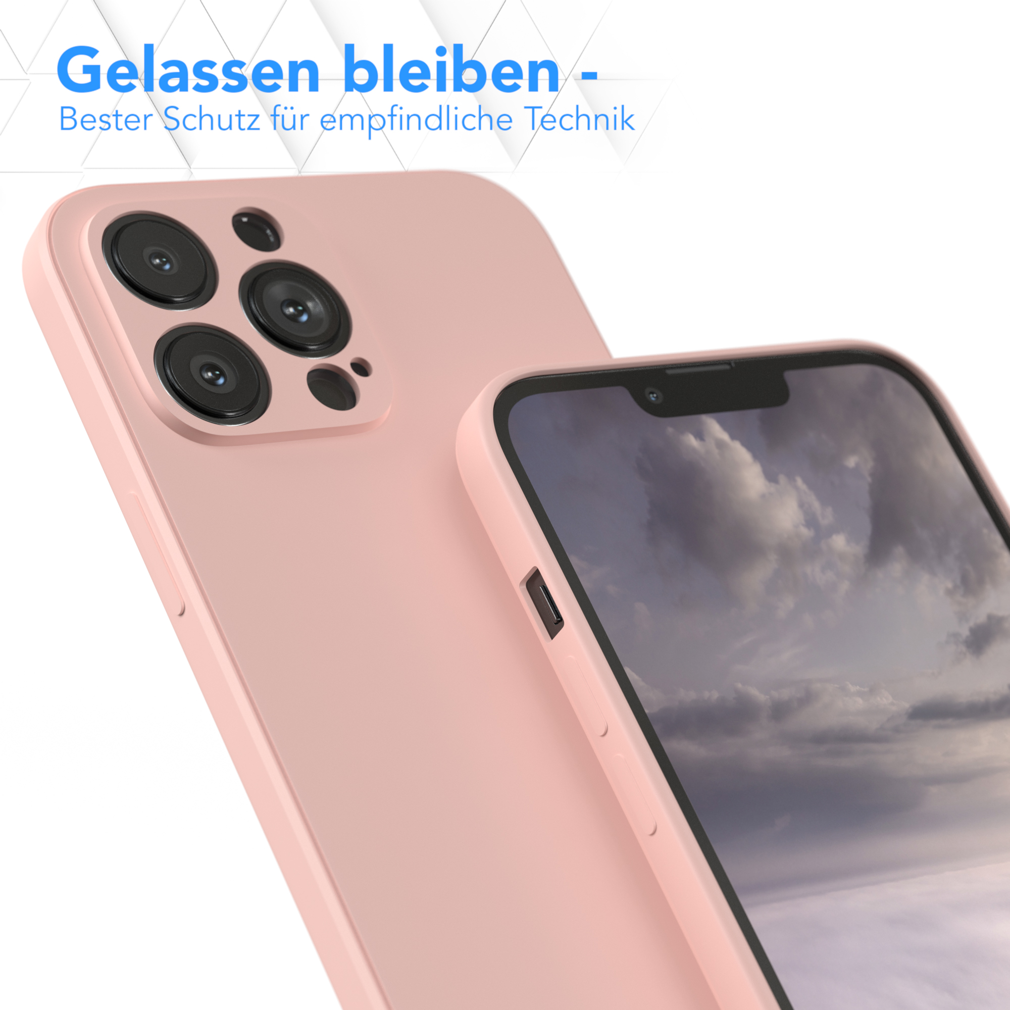 Rosa Handyhülle mit Nahaufnahme der Handykamera und Text: Bester Schutz.