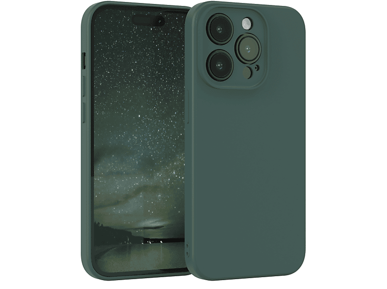 EAZY CASE TPU Silikon Matt, Apple, 14 Backcover, Pro, / Handycase Nachtgrün Grün iPhone