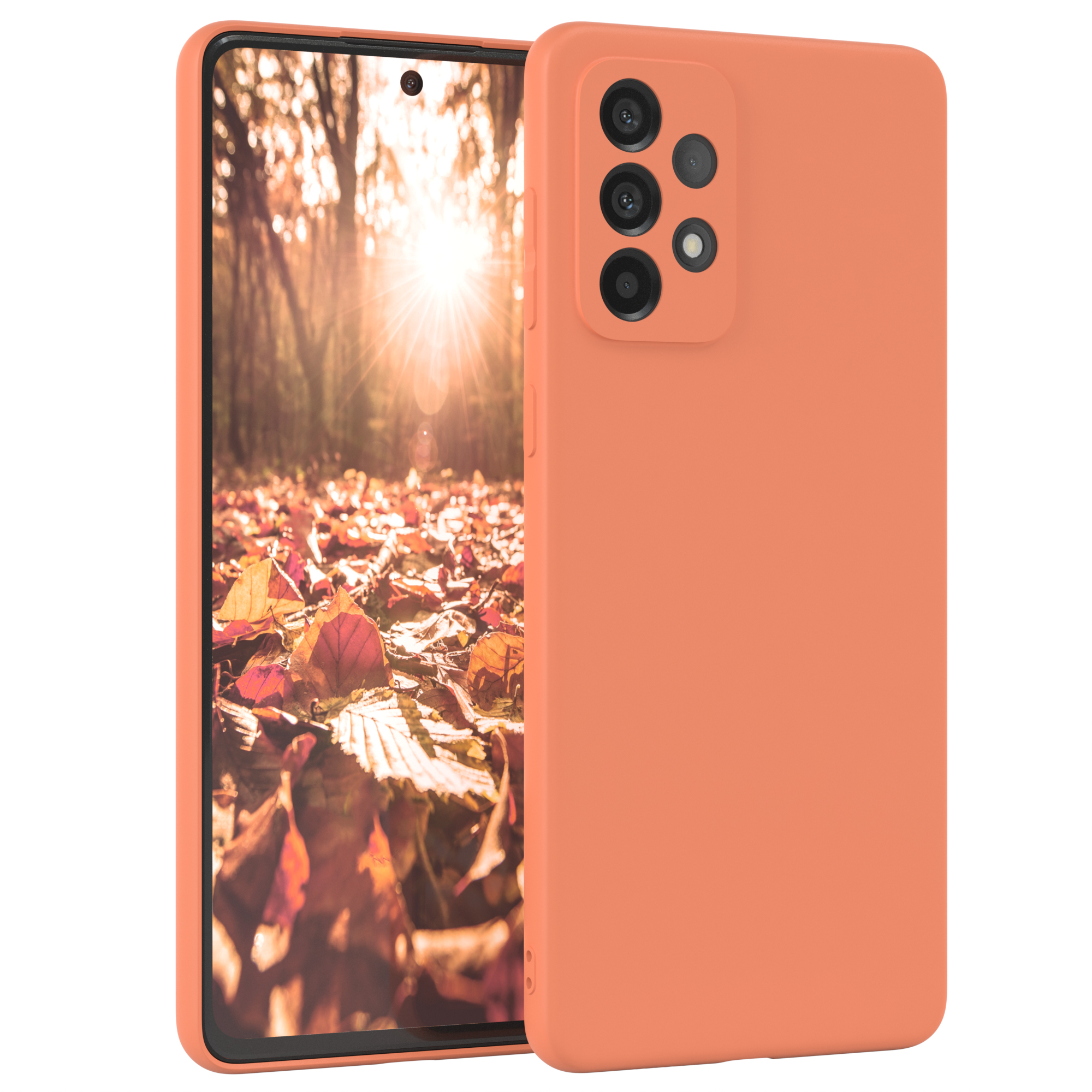 EAZY CASE Orange Handycase Galaxy Samsung, Matt, Backcover, A73 5G, Silikon TPU