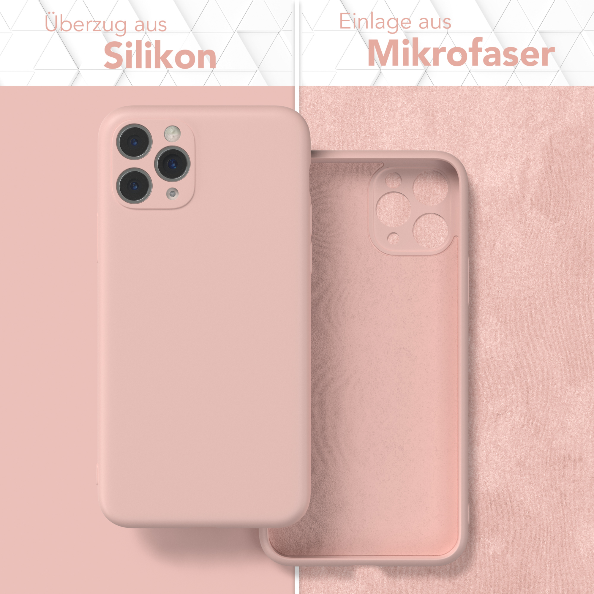 Telefonhüllen innen und außen. Rosa Außen- und Innen aus Silikon und Mikrofaser.