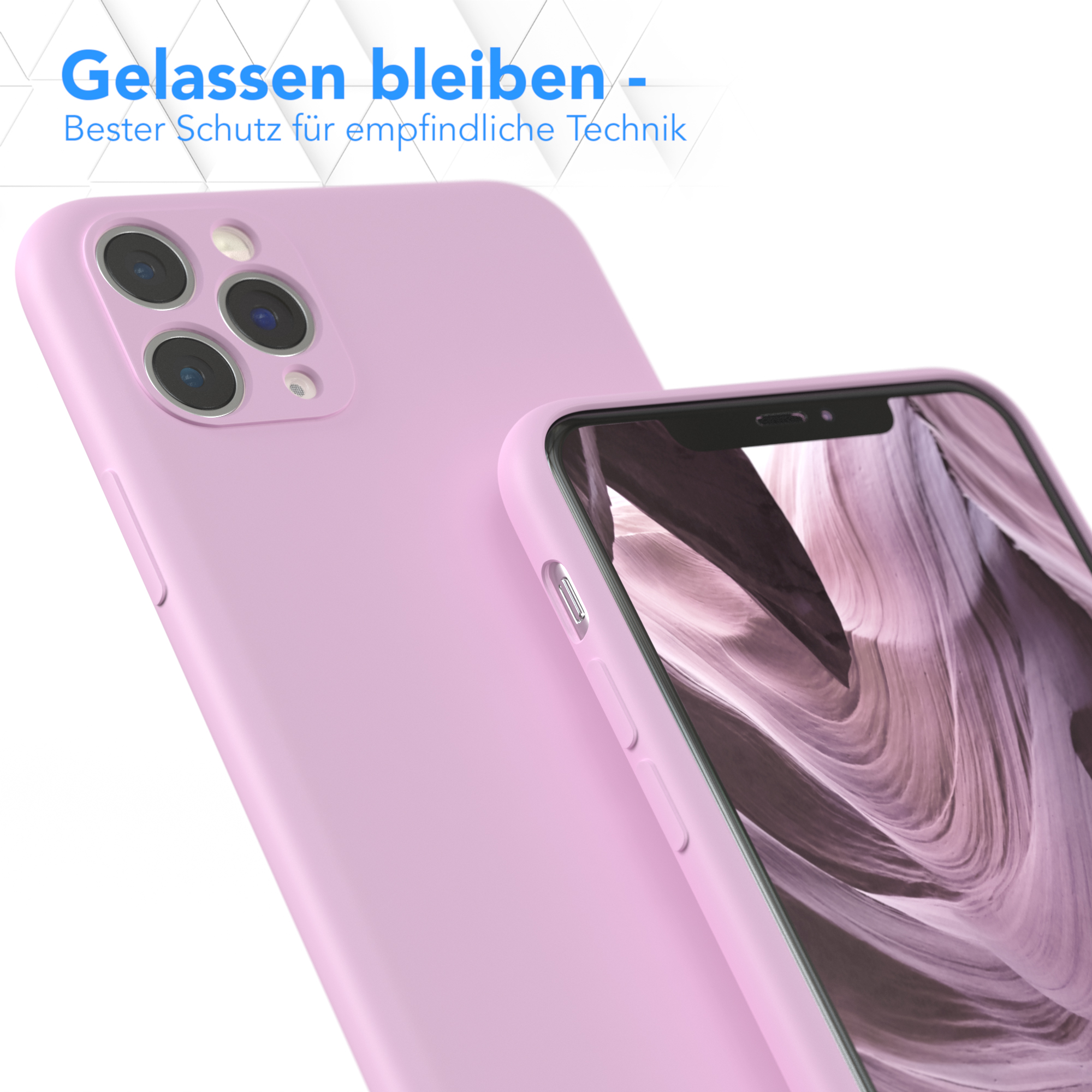Zwei lila Handyhüllen. Eine steht vor der anderen.