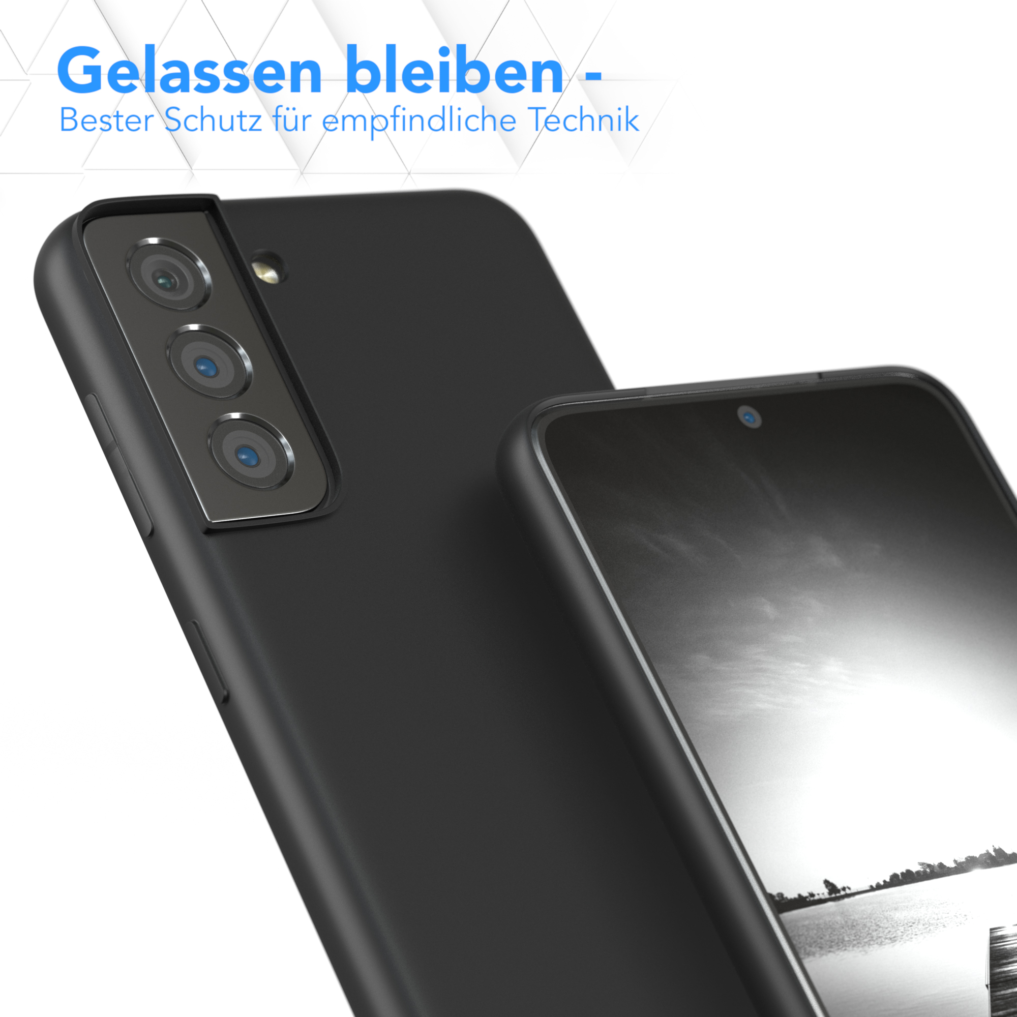 S21 Schwarz EAZY Handycase TPU Backcover, Silikon CASE 5G, Matt, Galaxy Samsung,
