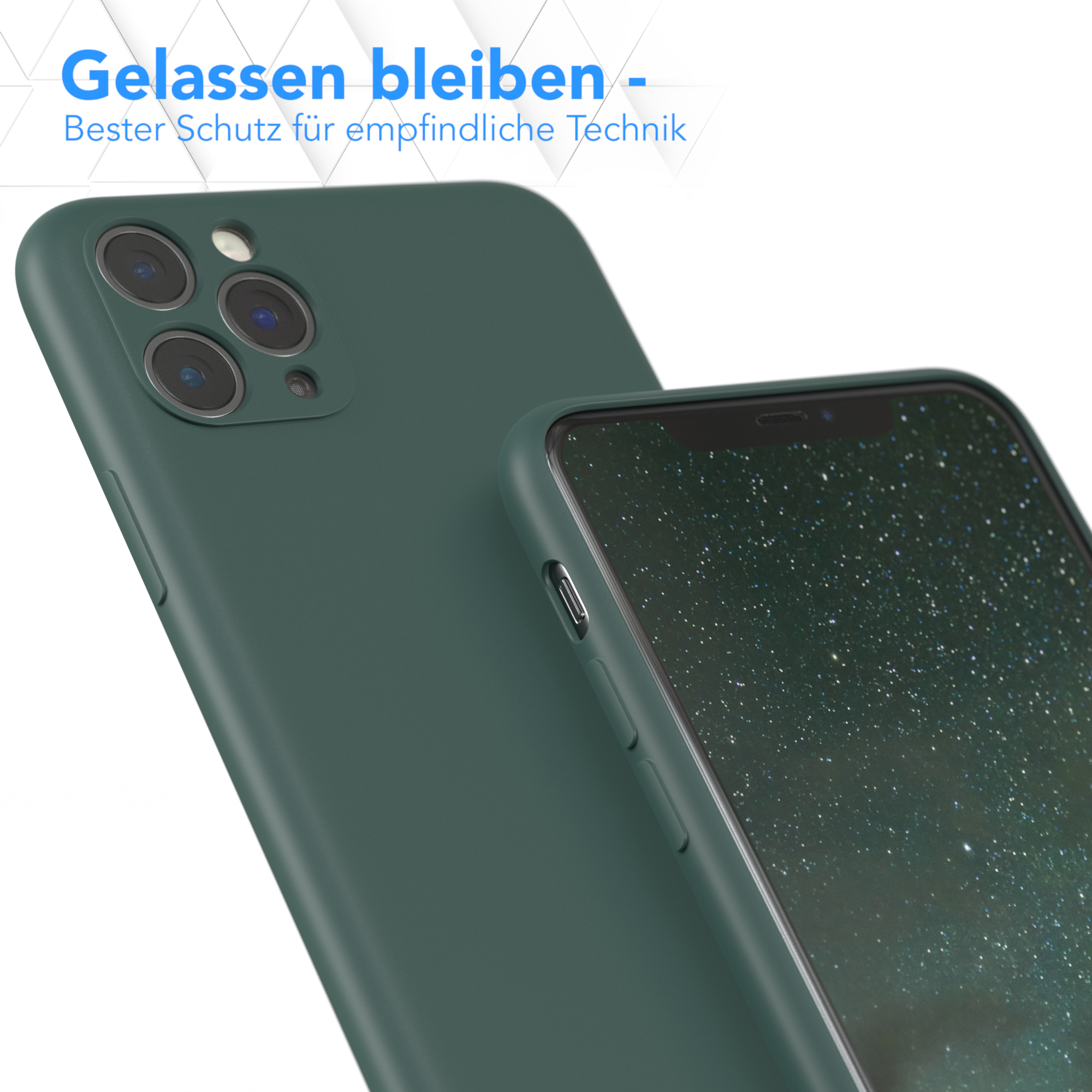 EAZY CASE Matt, iPhone Apple, / Backcover, 11 Silikon Pro Nachtgrün TPU Grün Handycase Max