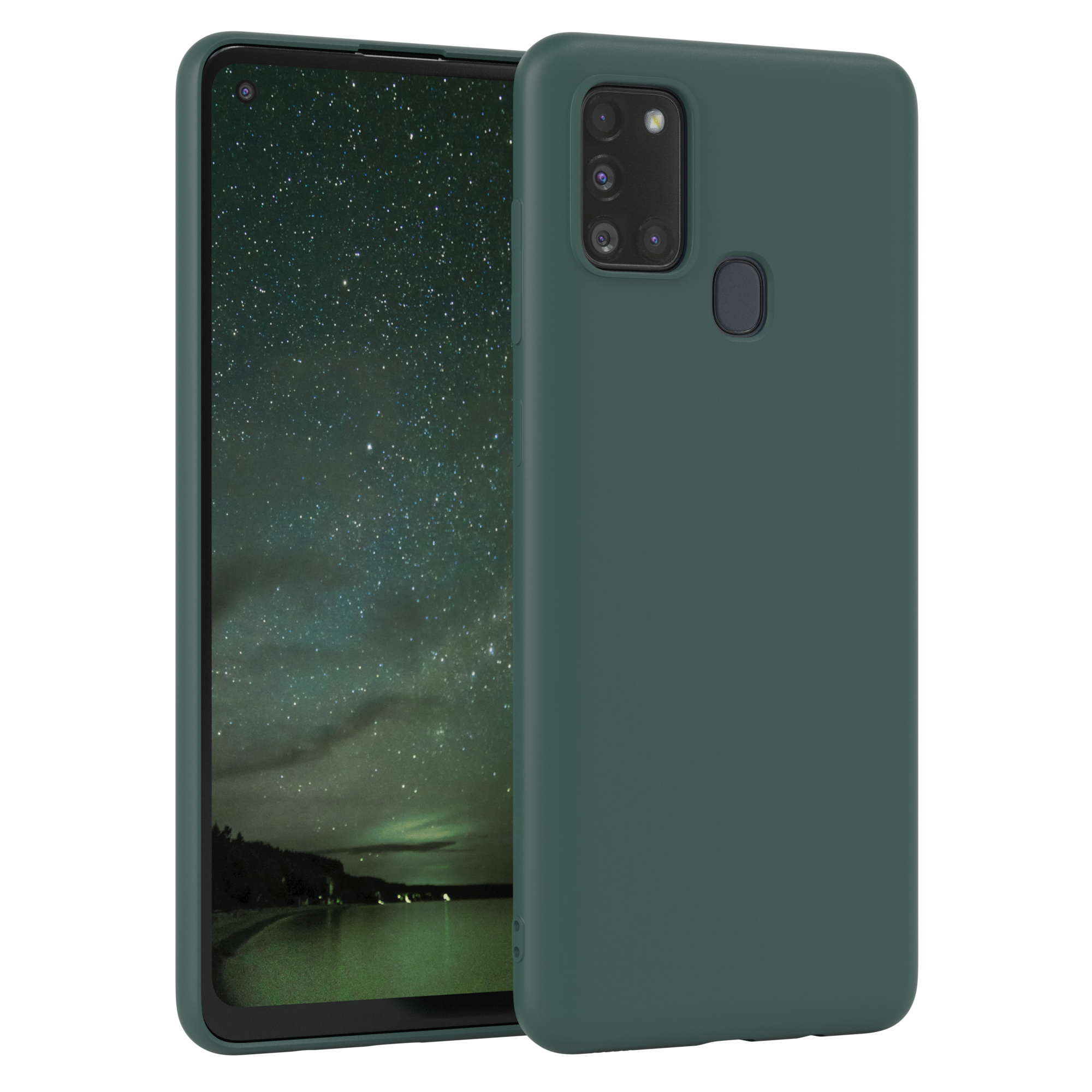 Samsung, CASE Nachtgrün Grün TPU Galaxy / EAZY Handycase Matt, A21s, Backcover, Silikon
