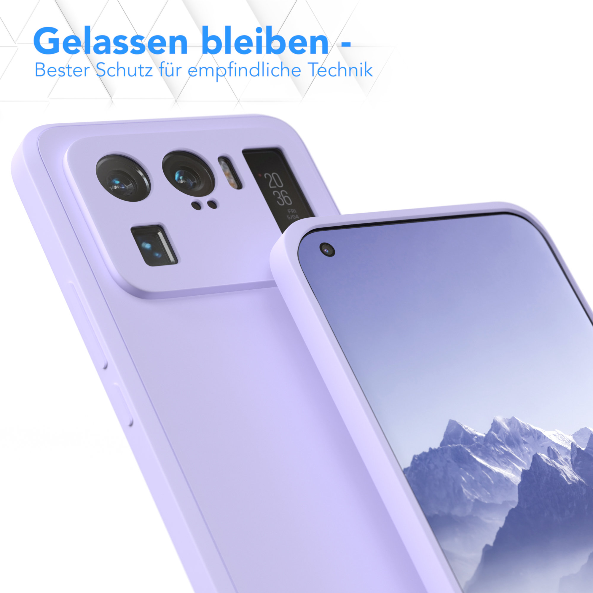 Zwei lila Handyhüllen. Eine steht vor der anderen.