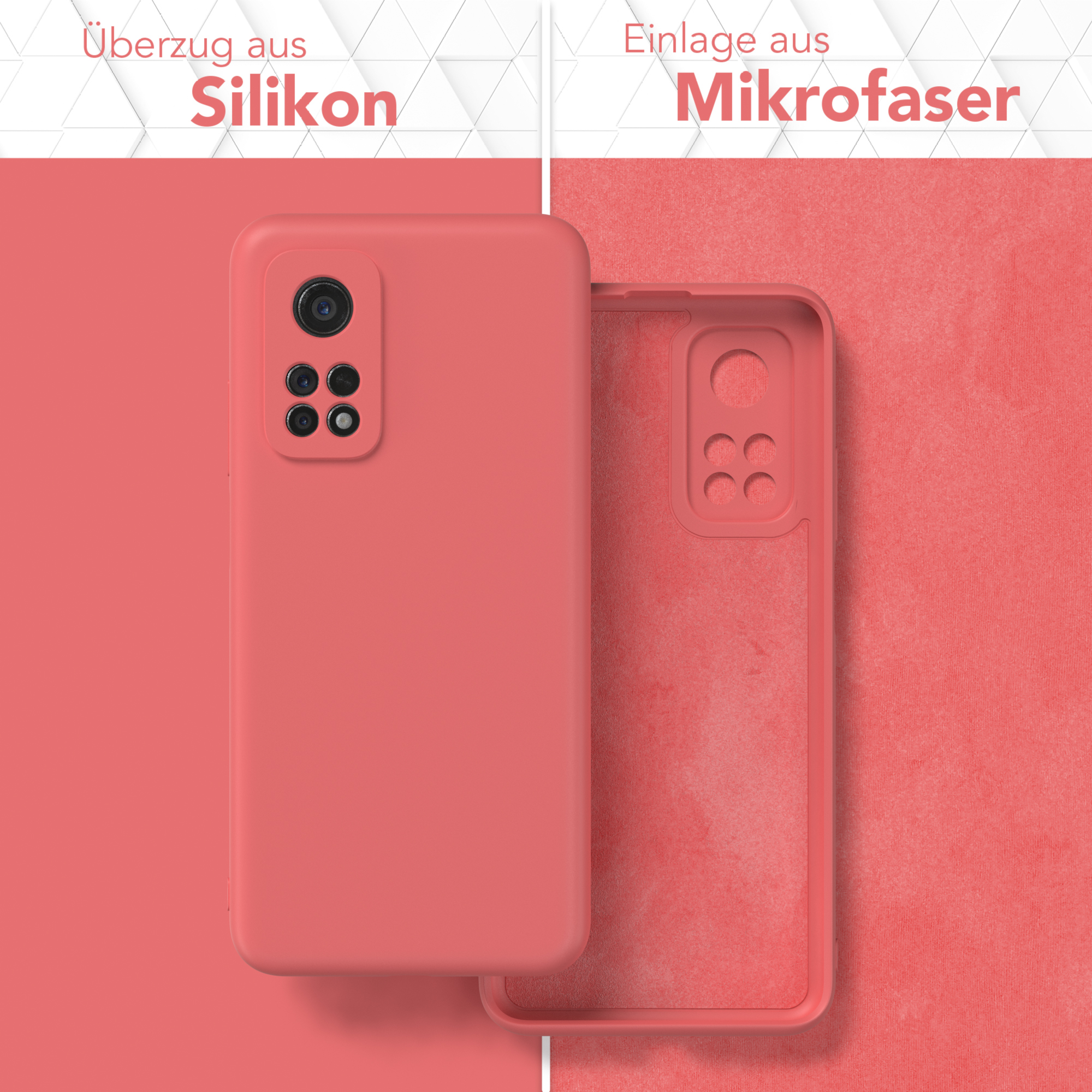 CASE Pro EAZY Xiaomi, 5G 10T Mi Silikon / Hellrot Backcover, 10T Matt, TPU 5G, Mi / Rot Handycase