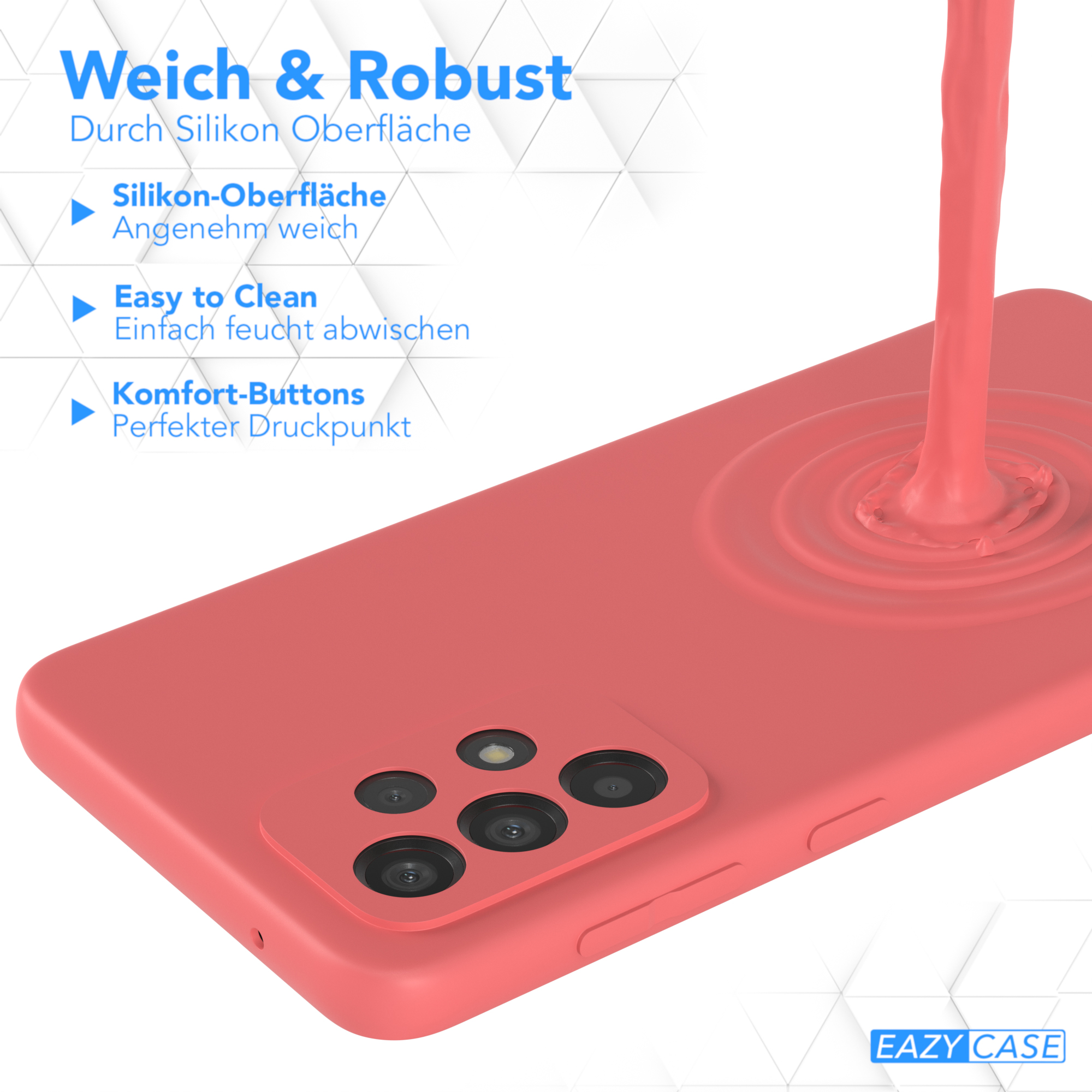 Rote Handyhülle mit flüssigem Design. Die Hülle hat eine glatte, weiche Oberfläche.