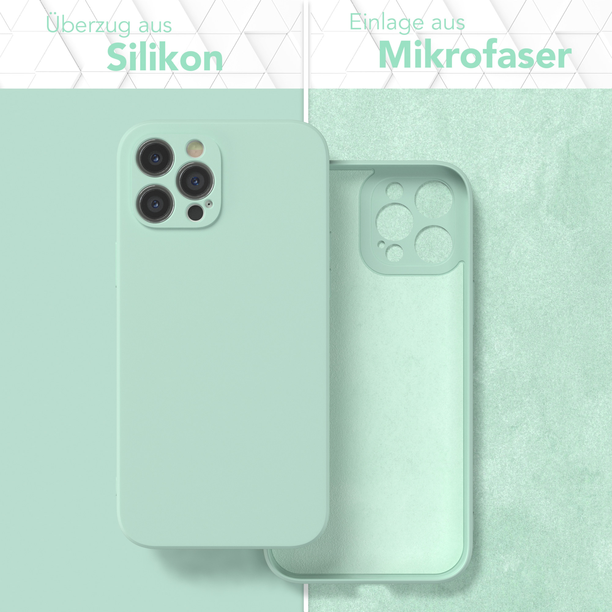 Eine Handyhülle mit entferntem Telefon, Innen- und Außenseite der Handyhülle zeigend.