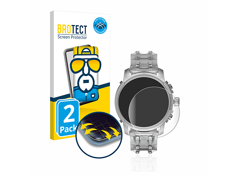 BROTECT 2x Flex Full-Cover 3D Curved Schutzfolie(für Diesel Griffed (45,5 mm)) | Smartwatch Schutzfolien & Gläser