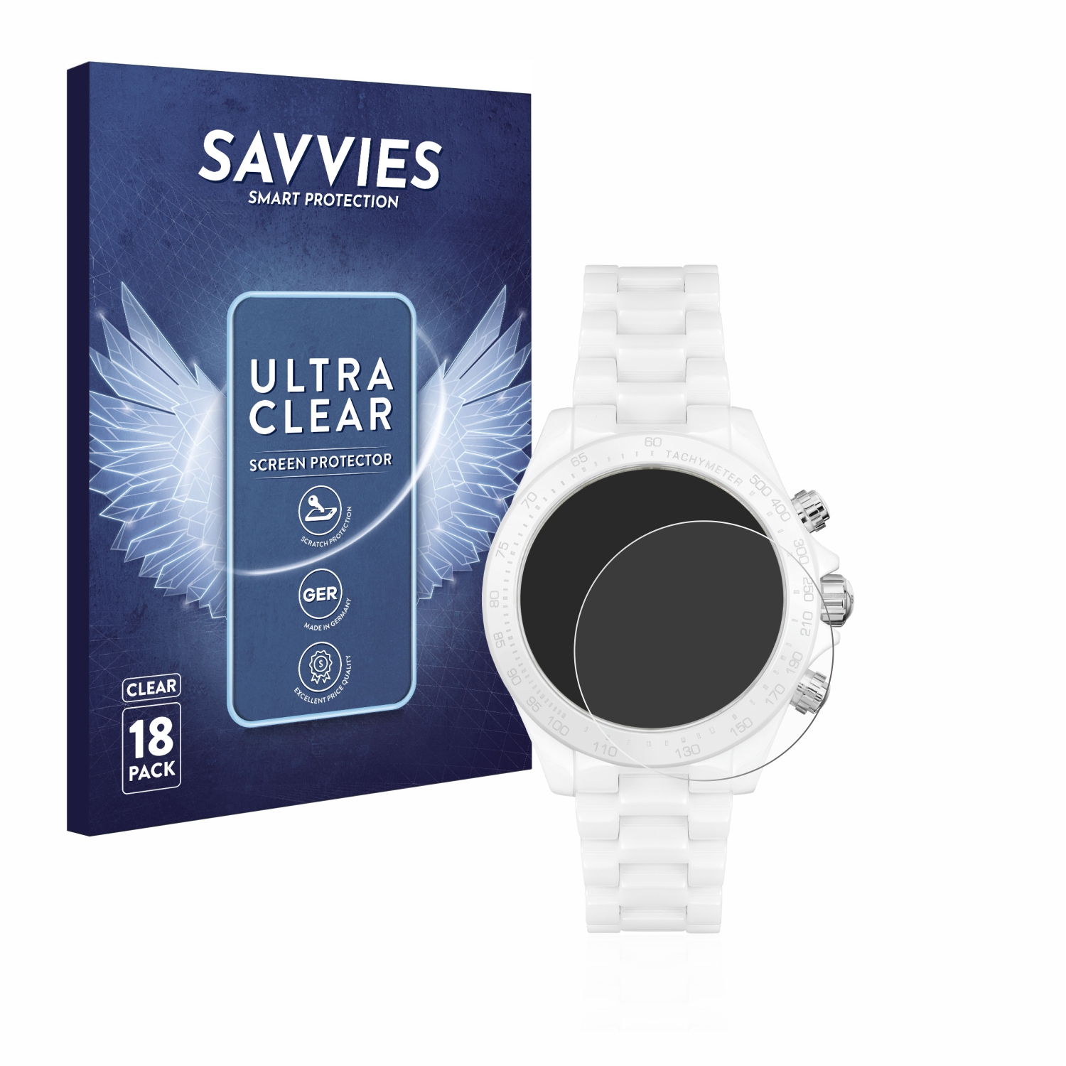 SAVVIES 18x klare Schutzfolie(für Hugo Boss Novia Ceramic)