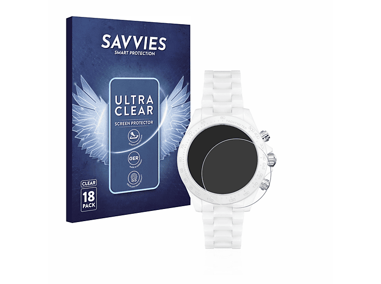 SAVVIES 18x klare Schutzfolie(für Hugo Boss Novia Ceramic) | Smartwatch Schutzfolien & Gläser
