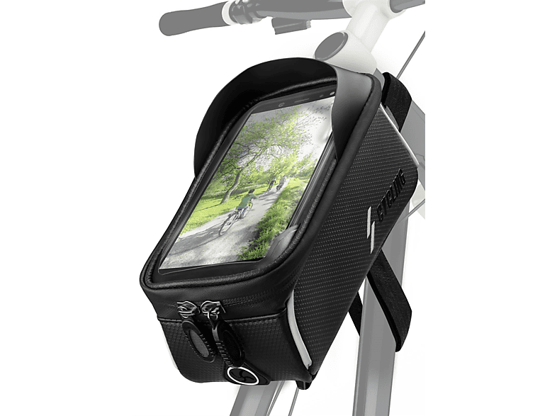 Rahmentasche Schwarz Fenster mit Touch ONEFLOW Handyhalterung Fahrrad,