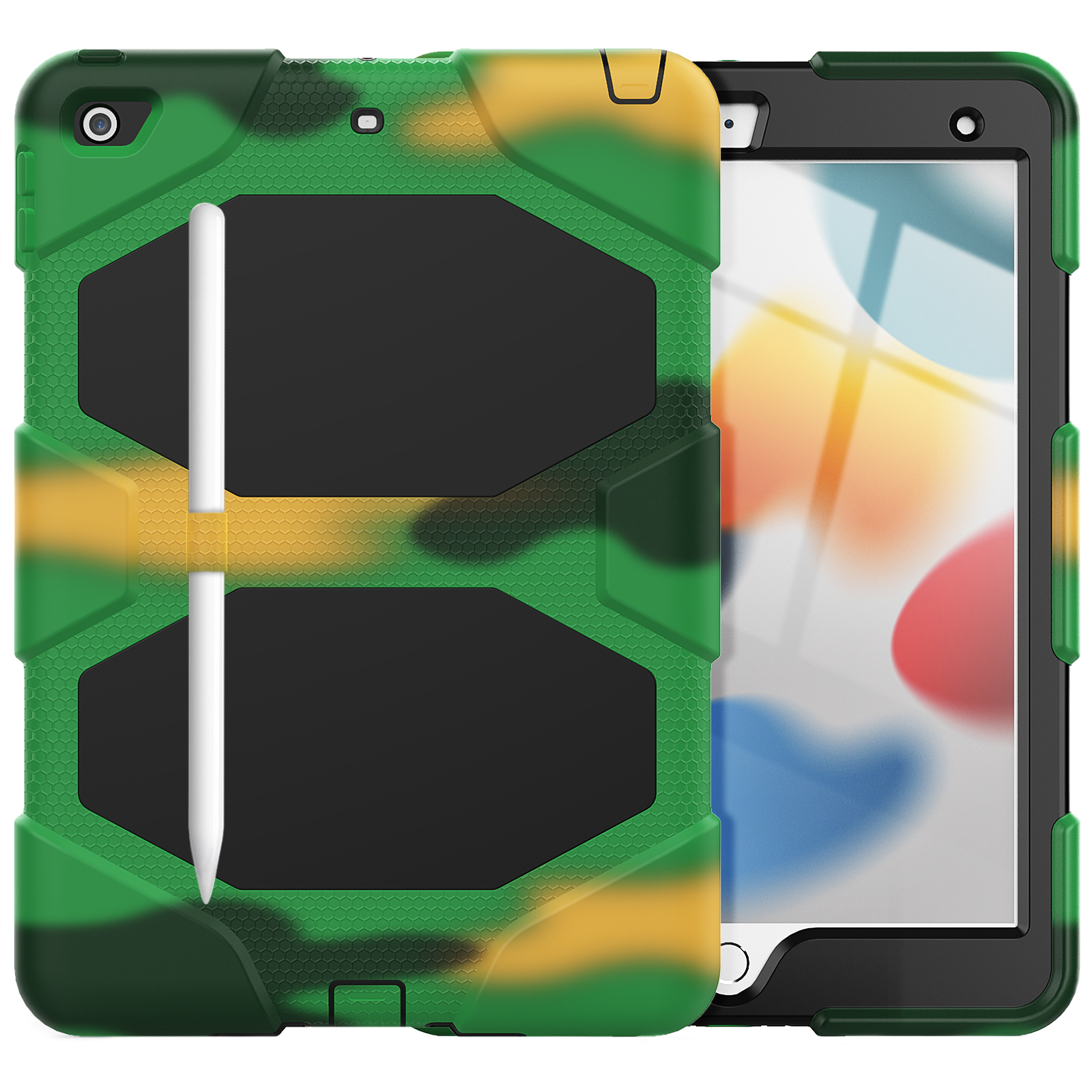 LOBWERK 3in1 Outdoor Schutzhülle Case Apple Kunststoff, Bookcover 6 für Camouflage Mini iPad 6 2021 Generation