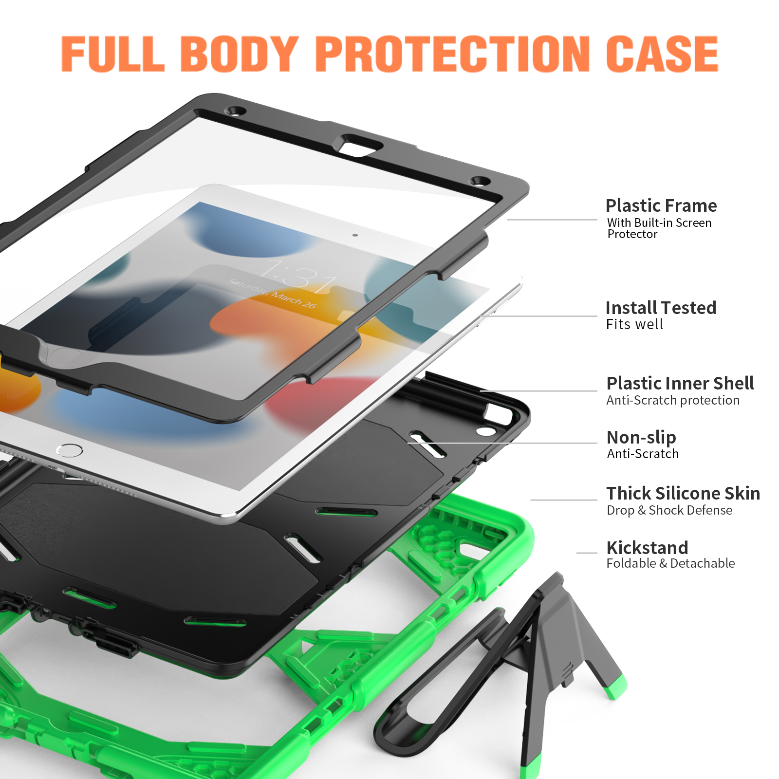 LOBWERK 3in1 Outdoor 2021 6 Kunststoff, Grün Bookcover Generation iPad Case 6 für Apple Schutzhülle Mini