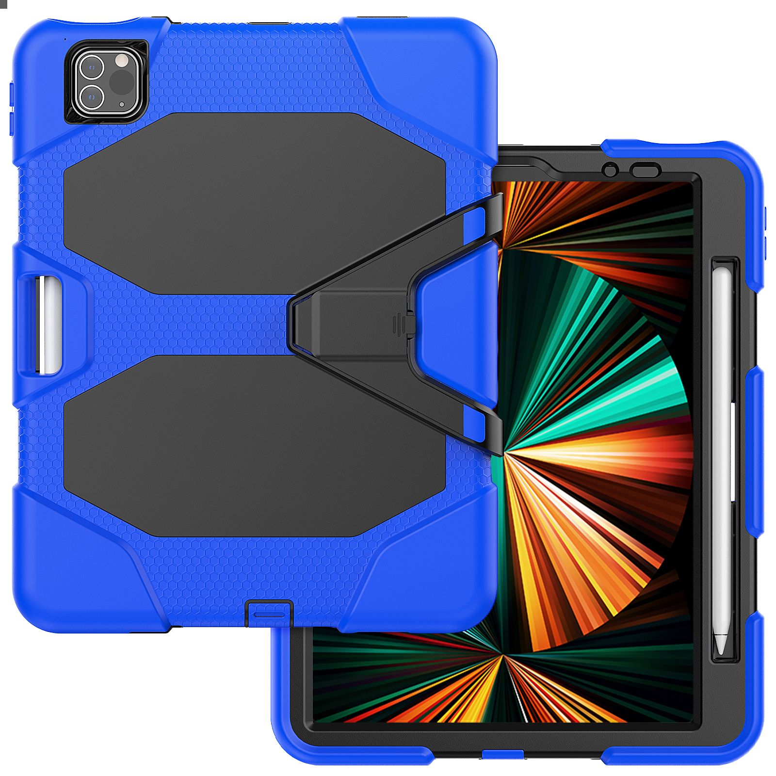 4 2020/2021/2022 Blau Case 3in1 iPad Pro Schutzhülle für 11 Air Bookcover Kunststoff, LOBWERK Outdoor Apple