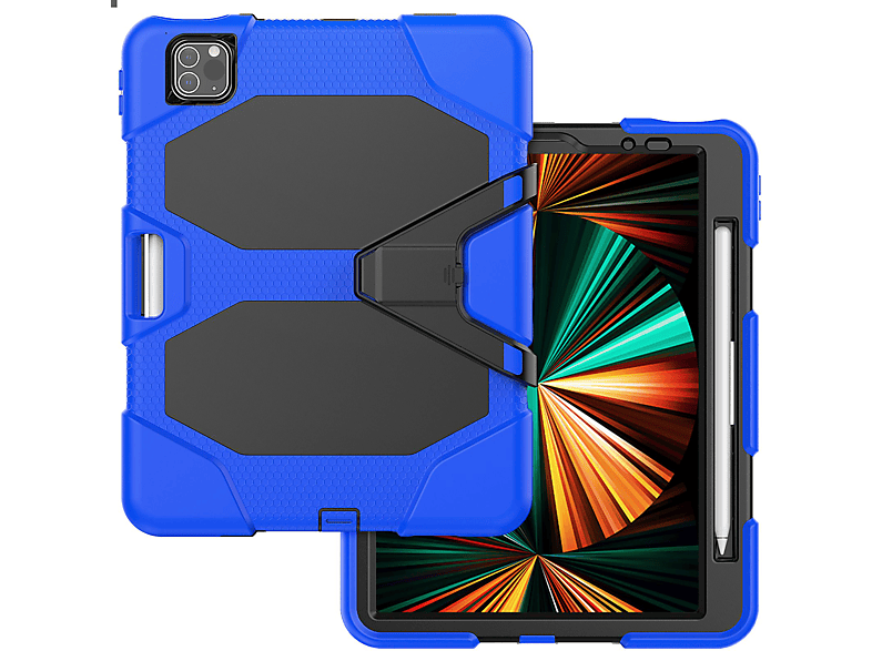 LOBWERK 3in1 Outdoor Schutzhülle Case Bookcover für Apple iPad Pro 11 2020/2021/2022 Air 4 Kunststoff, Blau