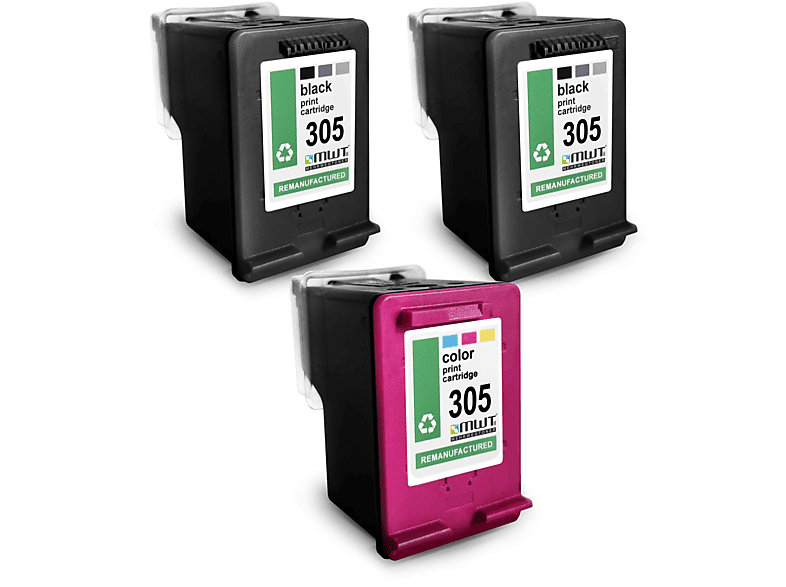 MEHRWEGTONER ersetzt HP 305BK+305C 3er Tintenpatrone Mehrfarbig (305BK ...