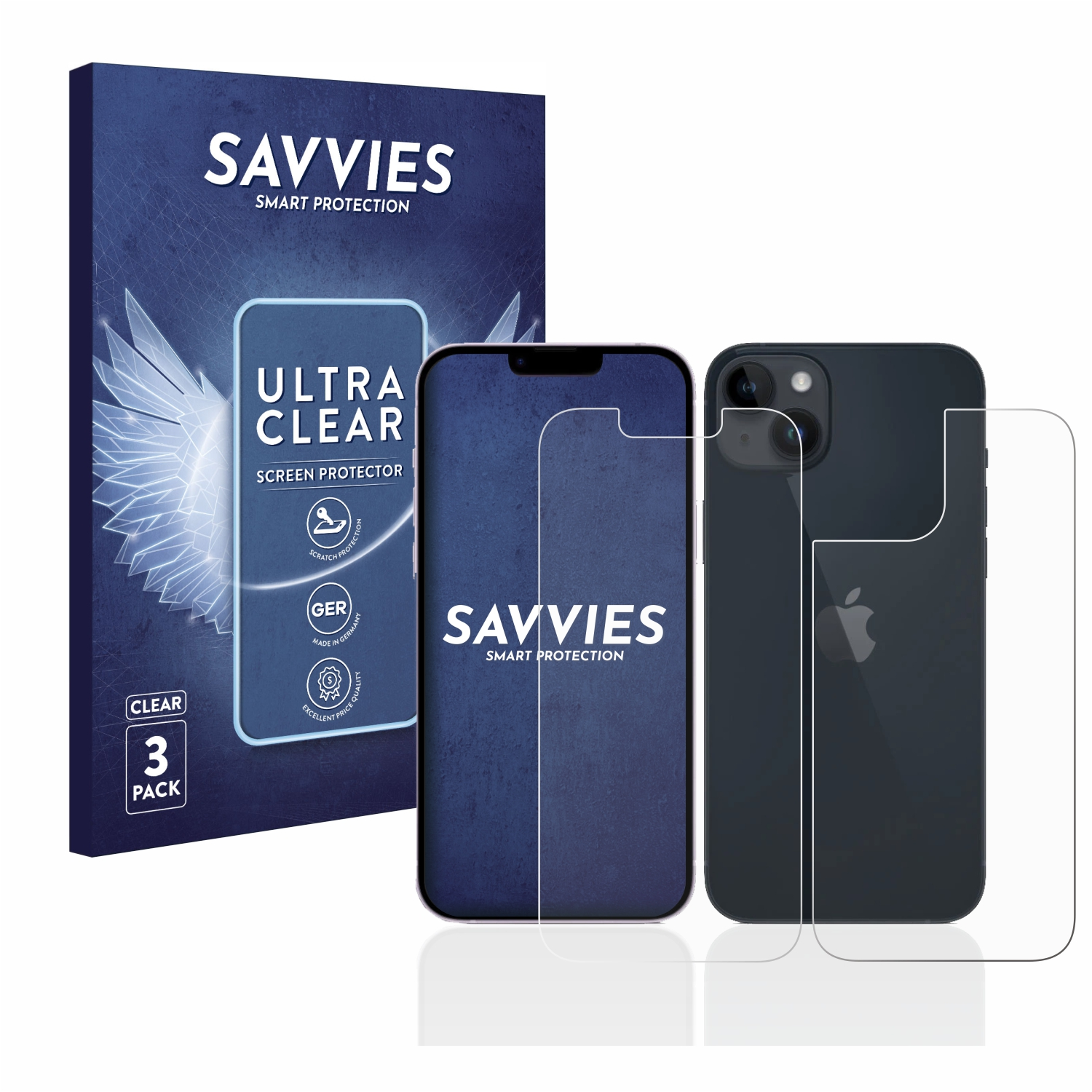 klare 14) SAVVIES Schutzfolie(für 6x iPhone Apple