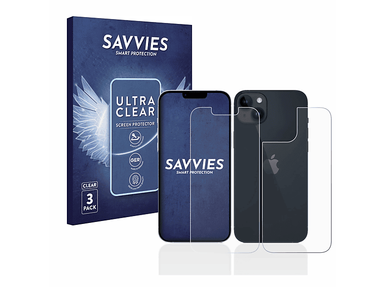 SAVVIES 6x klare Schutzfolie(für Apple iPhone 14)